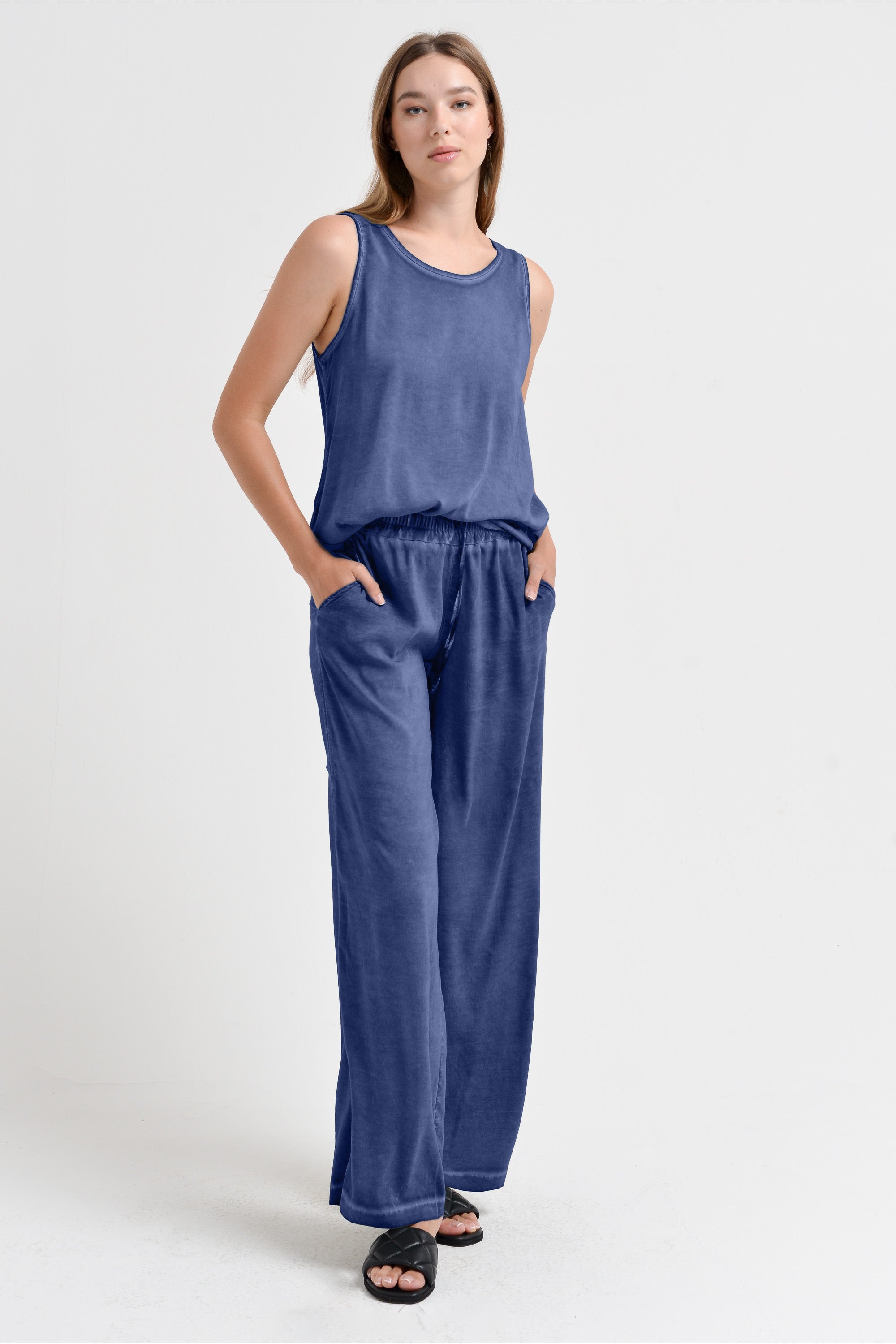 Billow Viscose Slacks - Whale