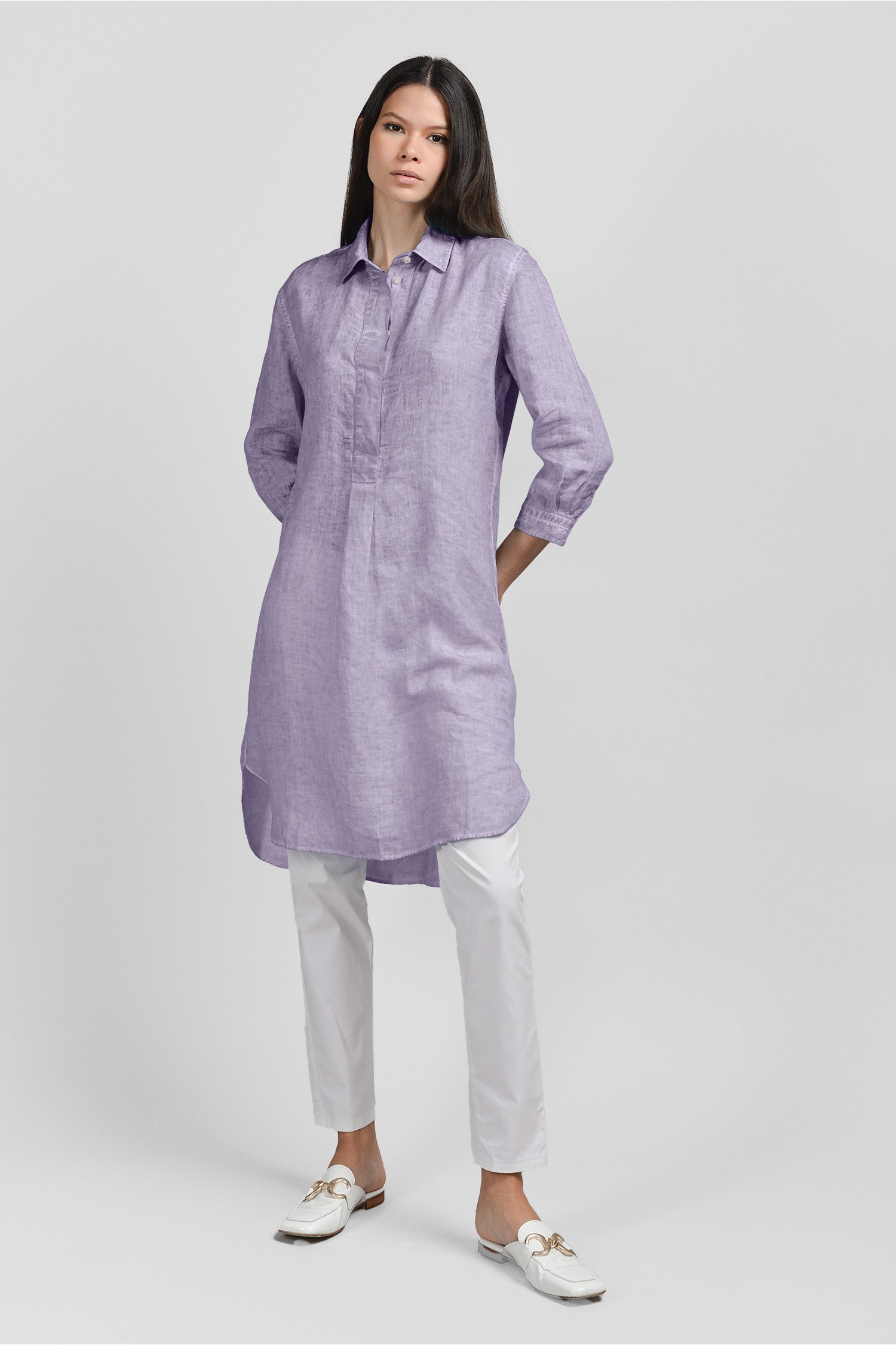Midi Shirtdress Linen - Mauve
