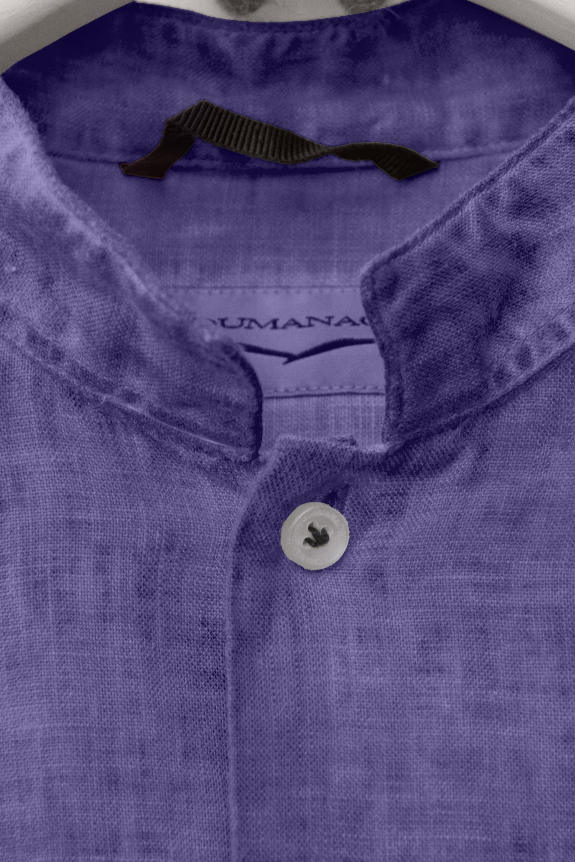 Camicia Lino Collo Coreana - Mirtillo