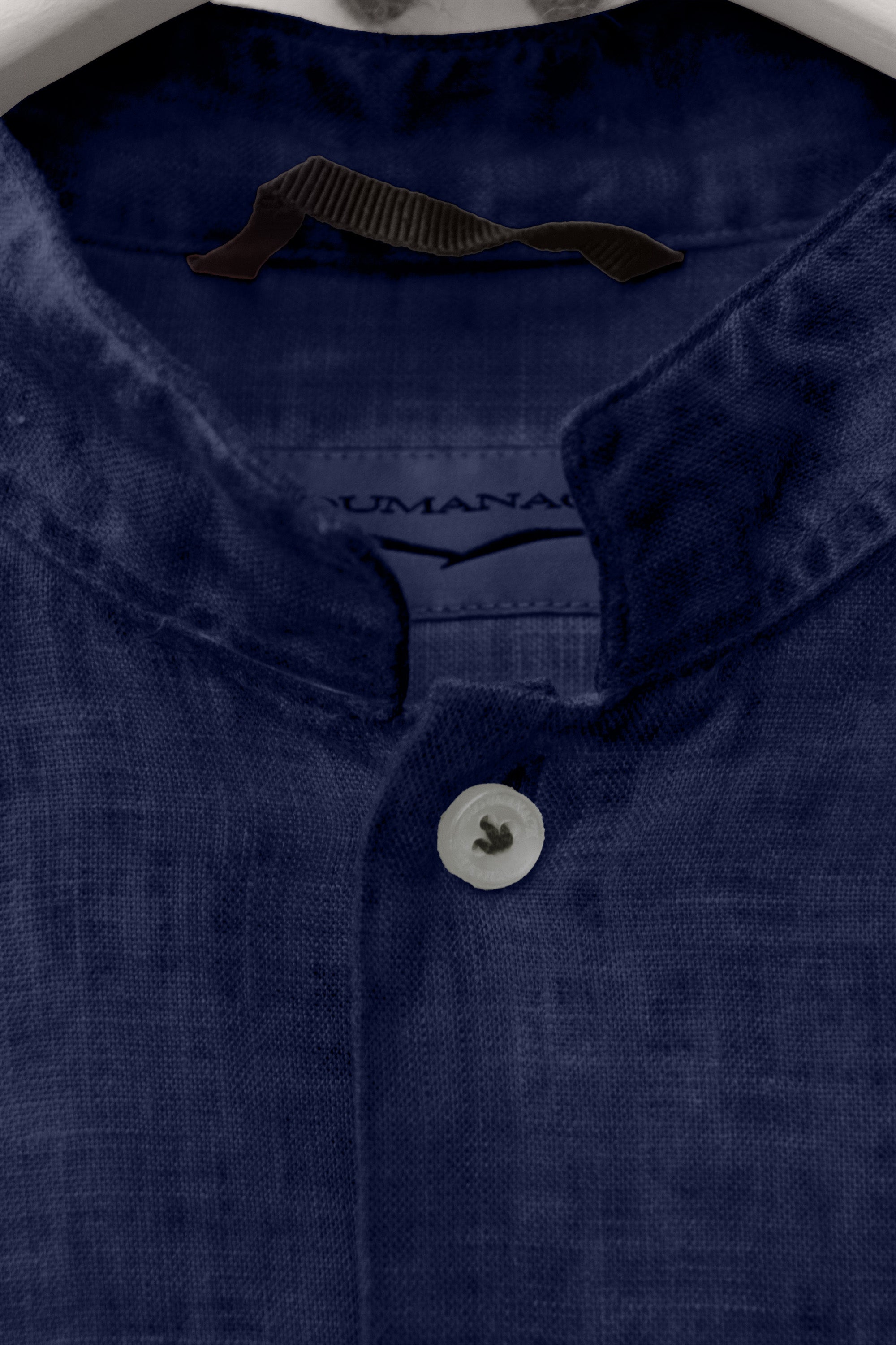 Camicia Lino Collo Coreana - Navy