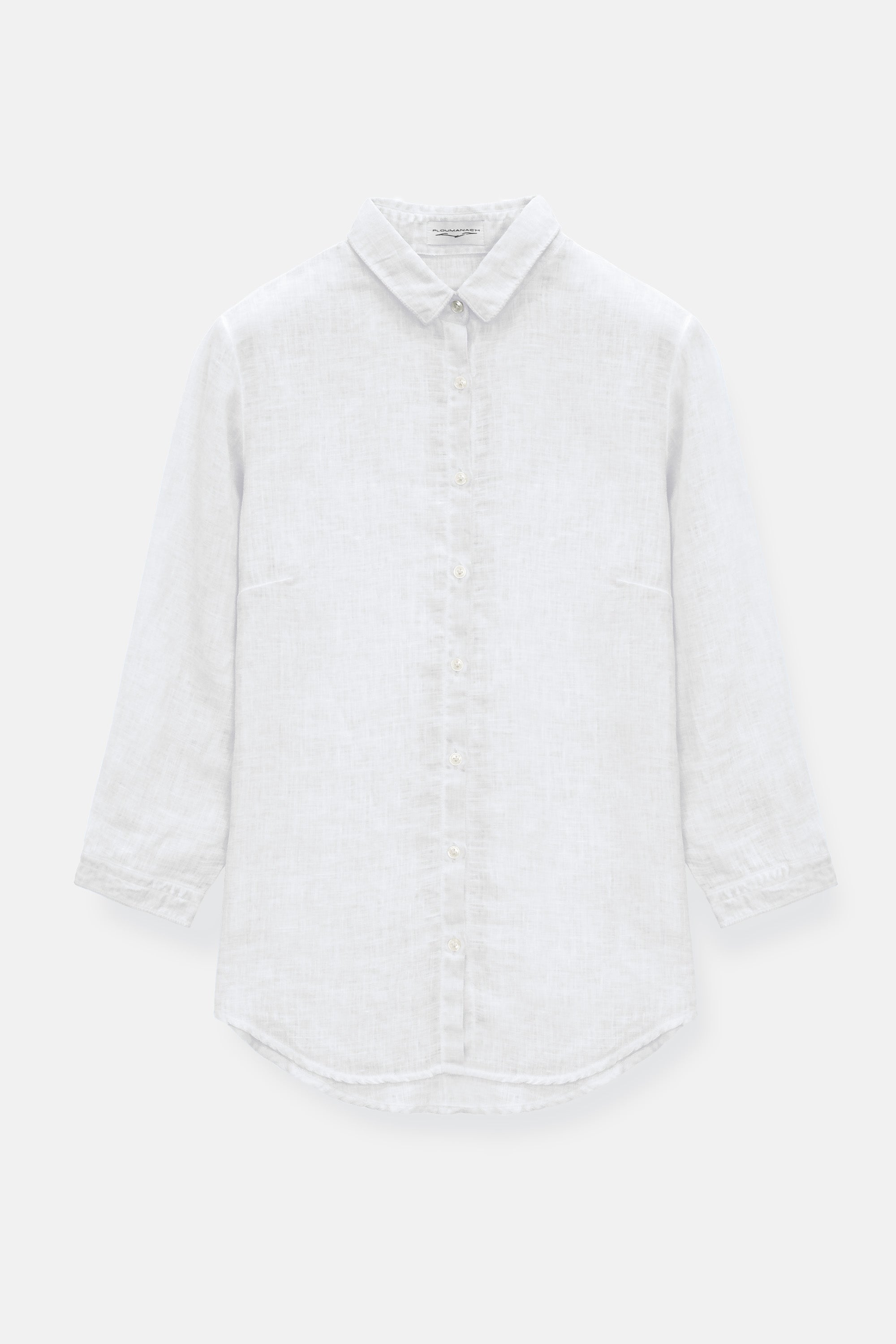 Camicia Slim Lino Manica 3/4 - Bianco