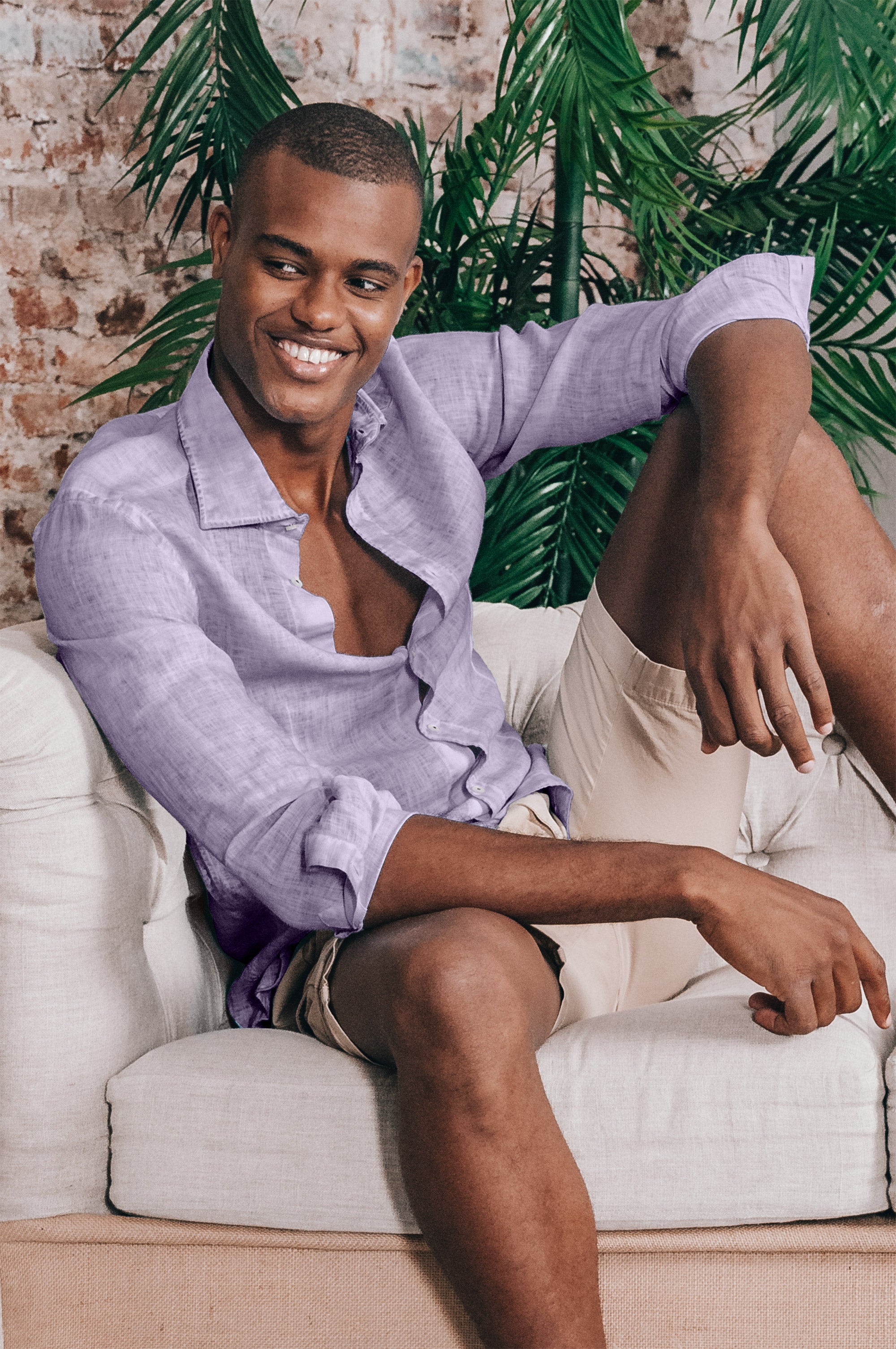 Camicia Slim Lino - Mauve