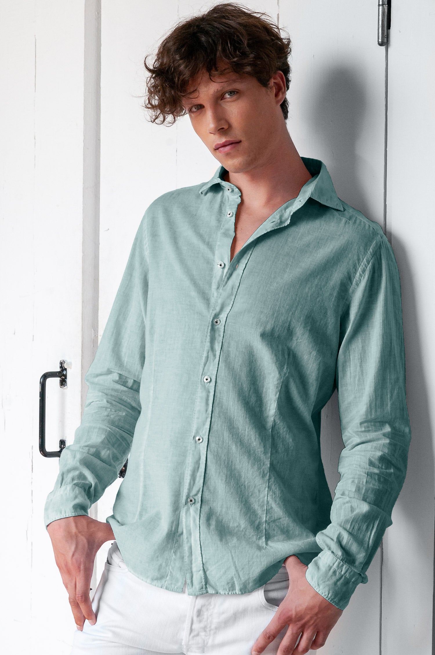 Slim Fit Voile Shirt - Shark
