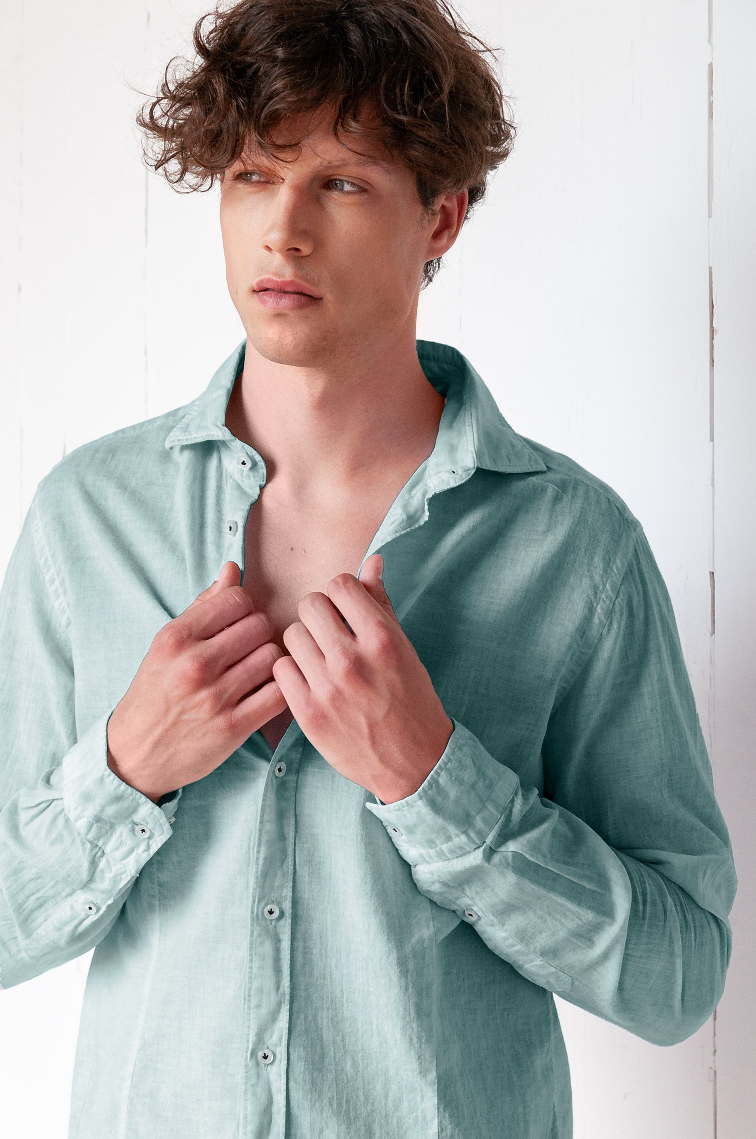 Slim Fit Voile Shirt - Shark