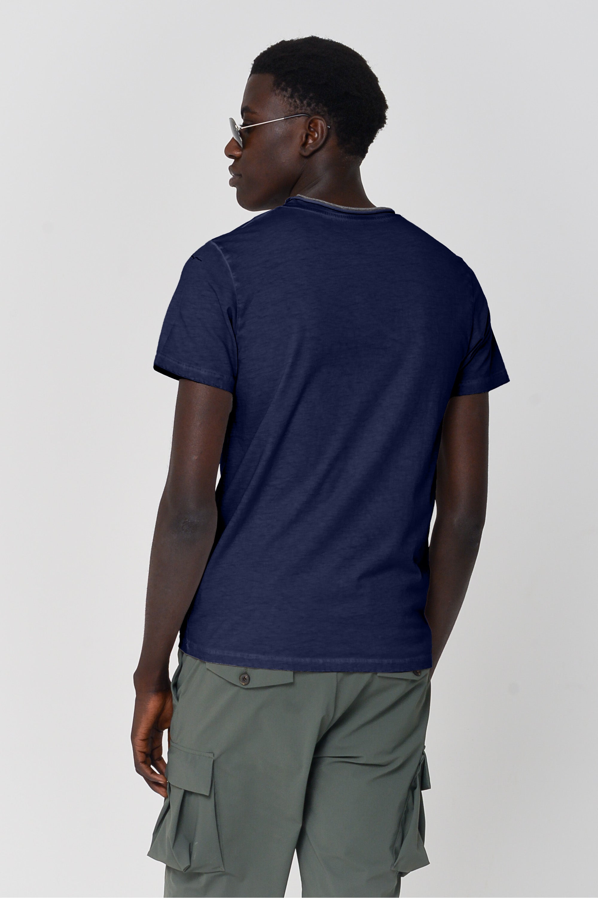 Contrast Detail T-Shirt - Navy