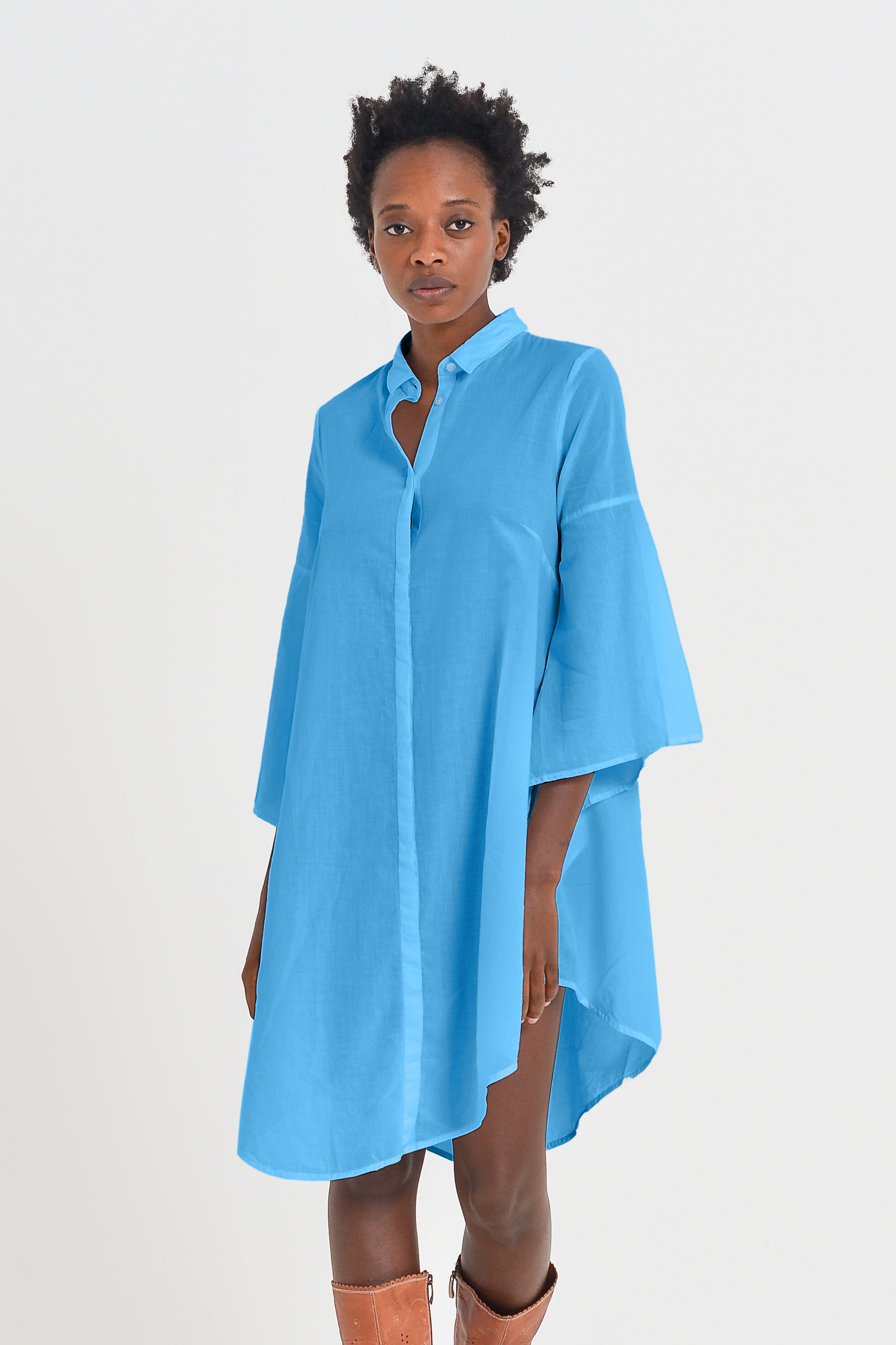 Offset Cotton Shirt Dress - Lavezzi