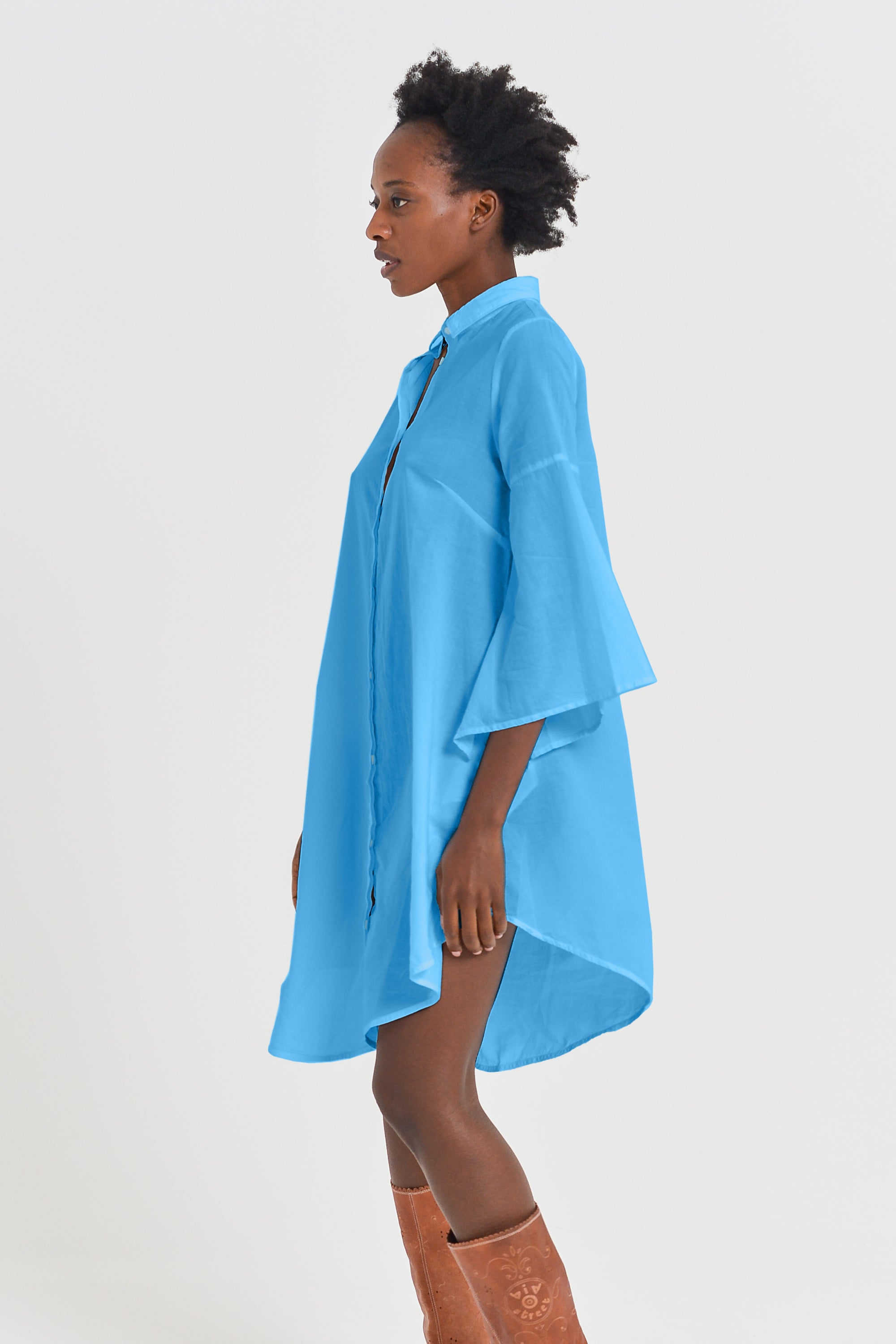 Offset Cotton Shirt Dress - Lavezzi