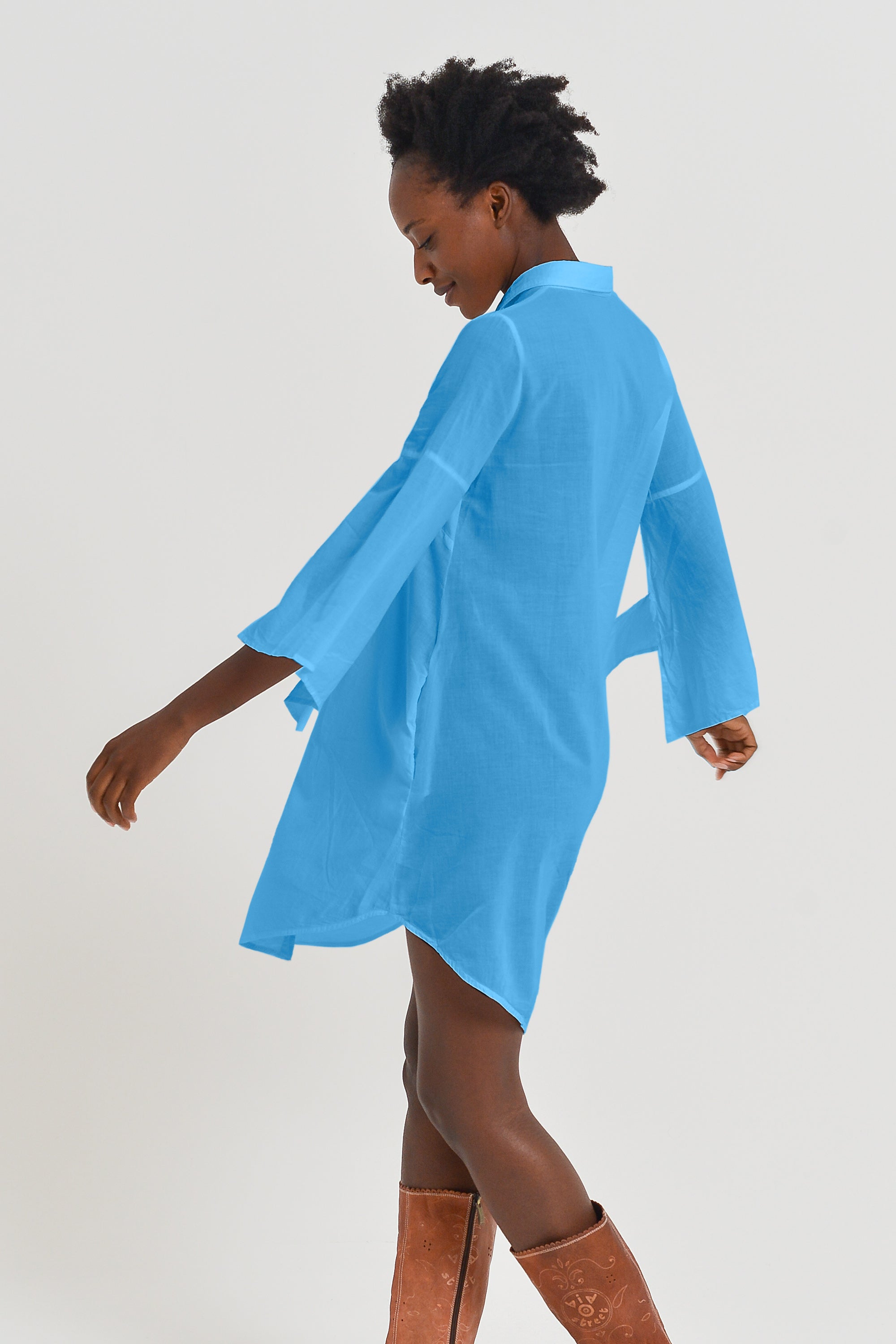 Offset Cotton Shirt Dress - Lavezzi