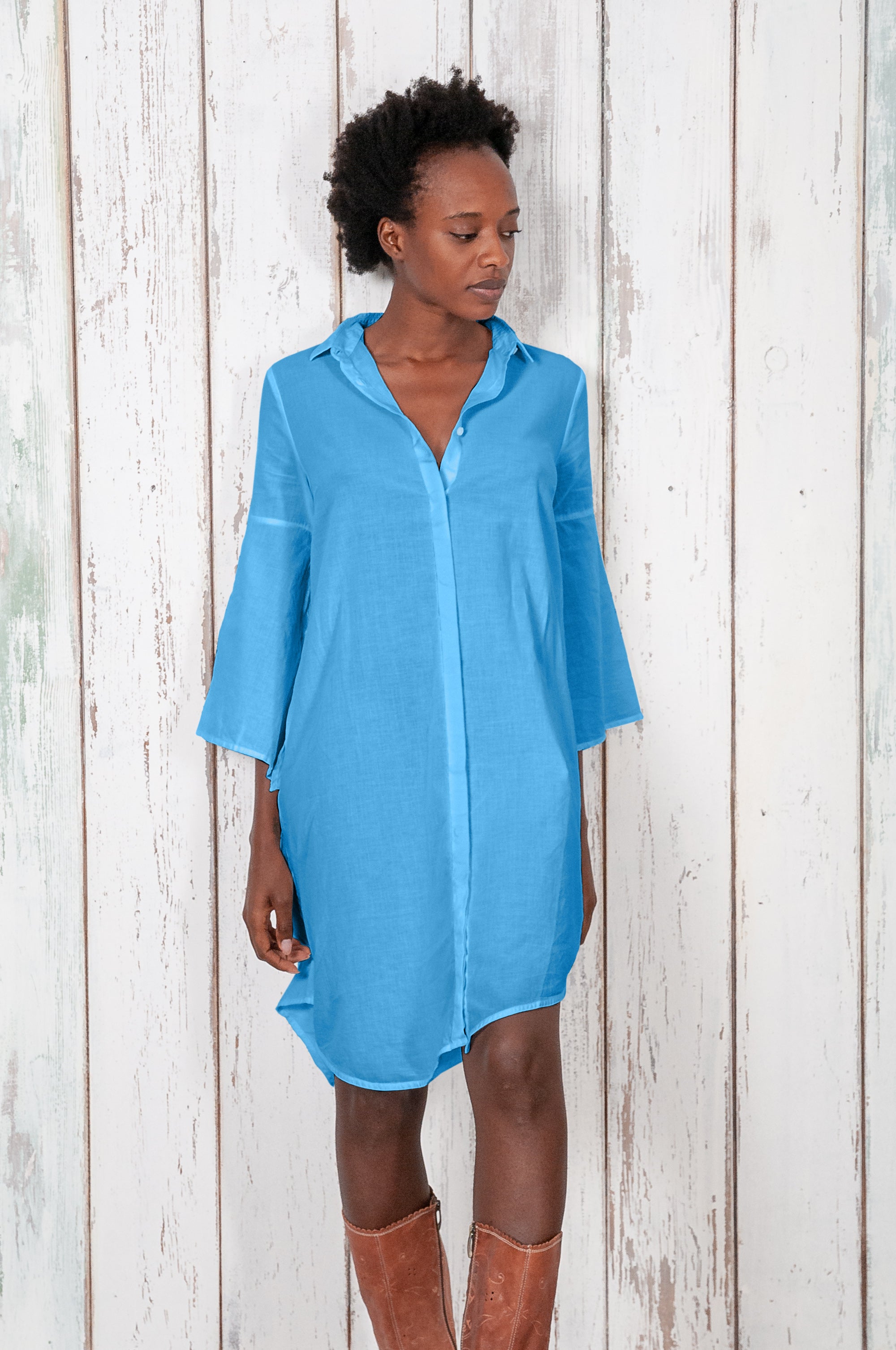 Offset Cotton Shirt Dress - Lavezzi