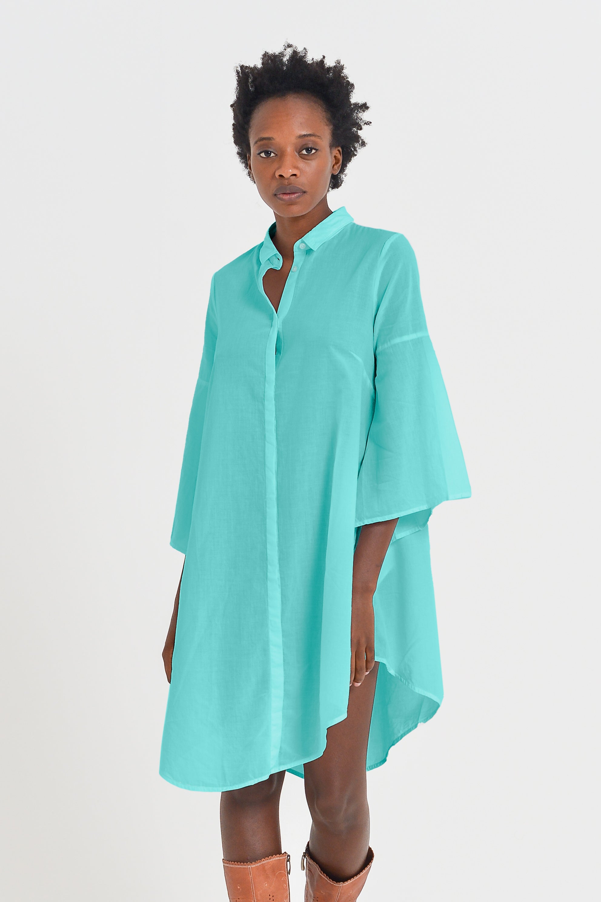 Offset Cotton Shirt Dress - Paraggi