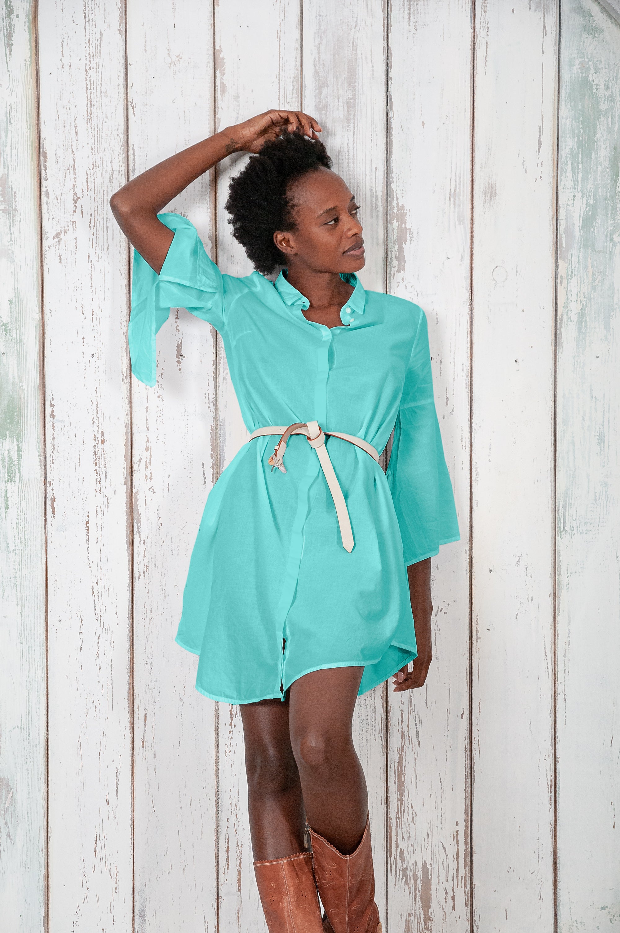 Offset Cotton Shirt Dress - Paraggi
