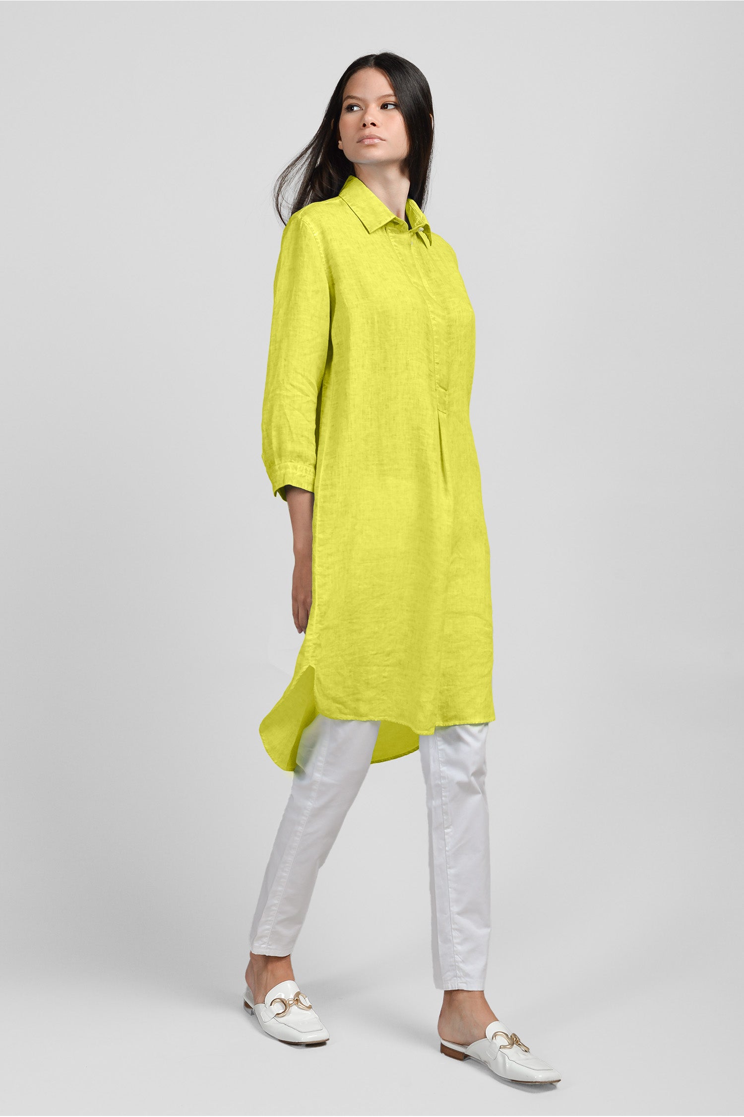 Midi Shirtdress Linen - Lime