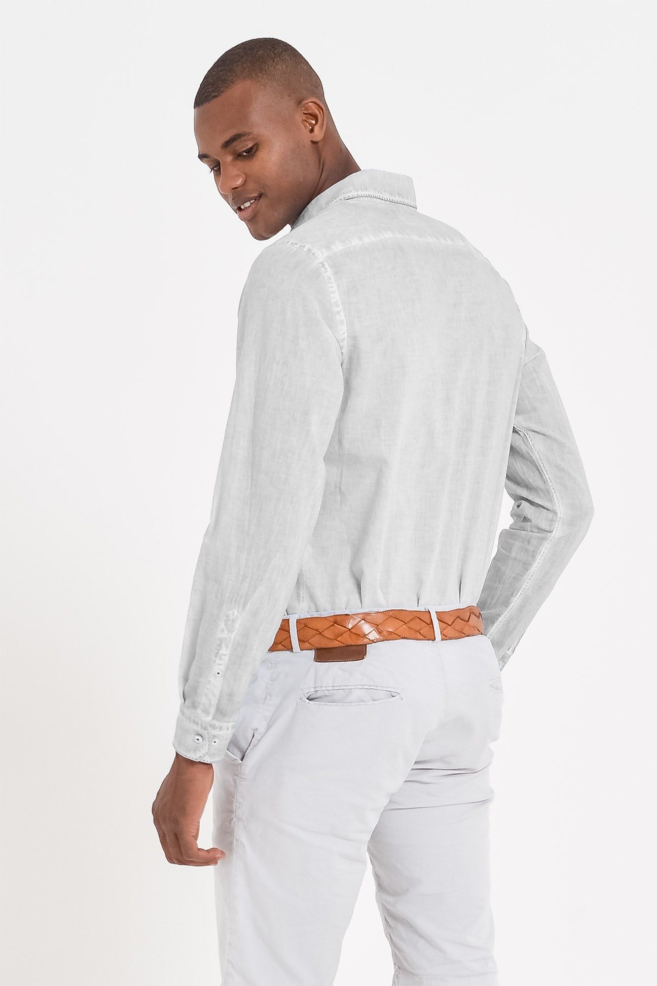 Relaxed Fit Cotton Voile Shirt - Marmo