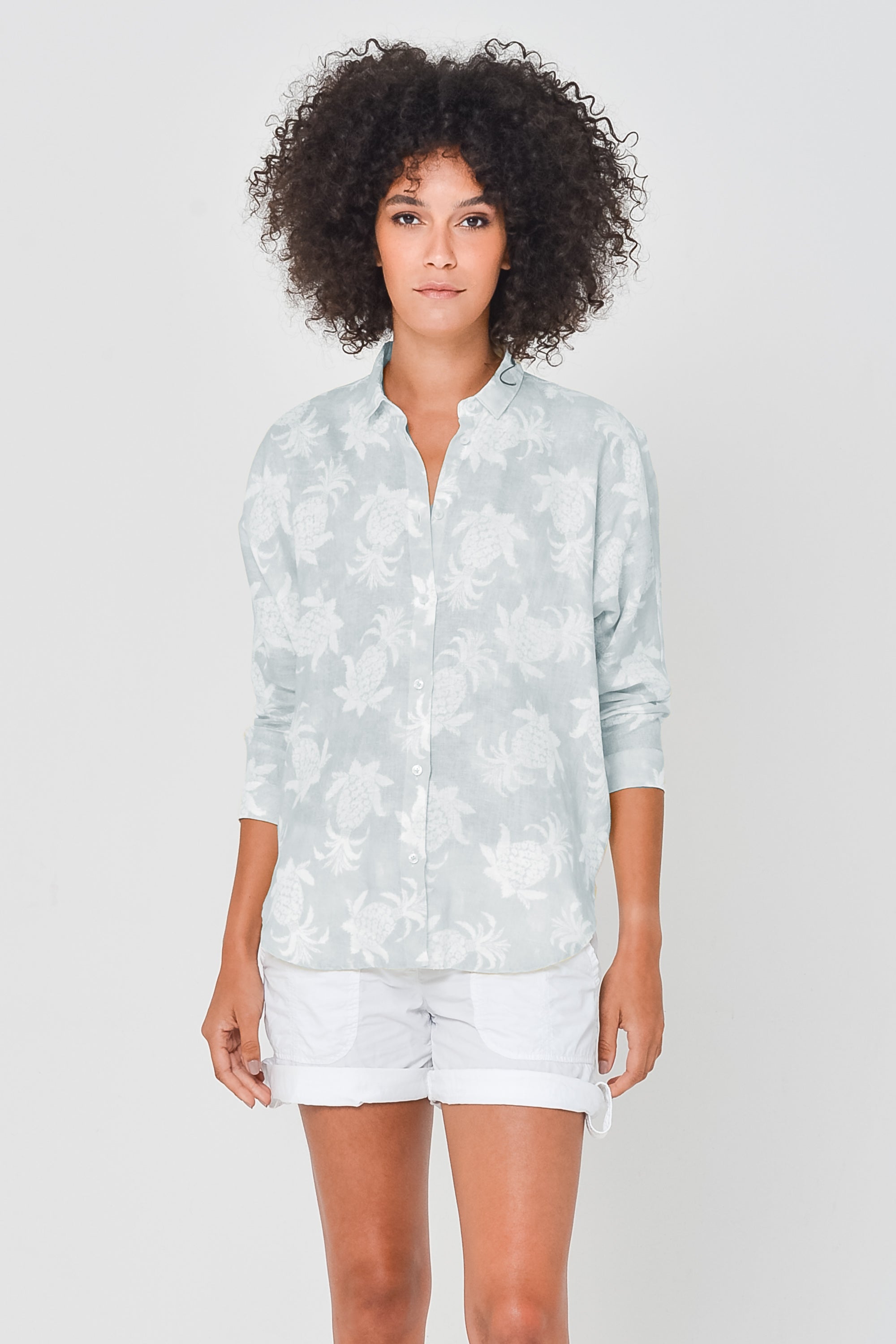 Ollie Blouse in Pineapple Print Linen - Anice