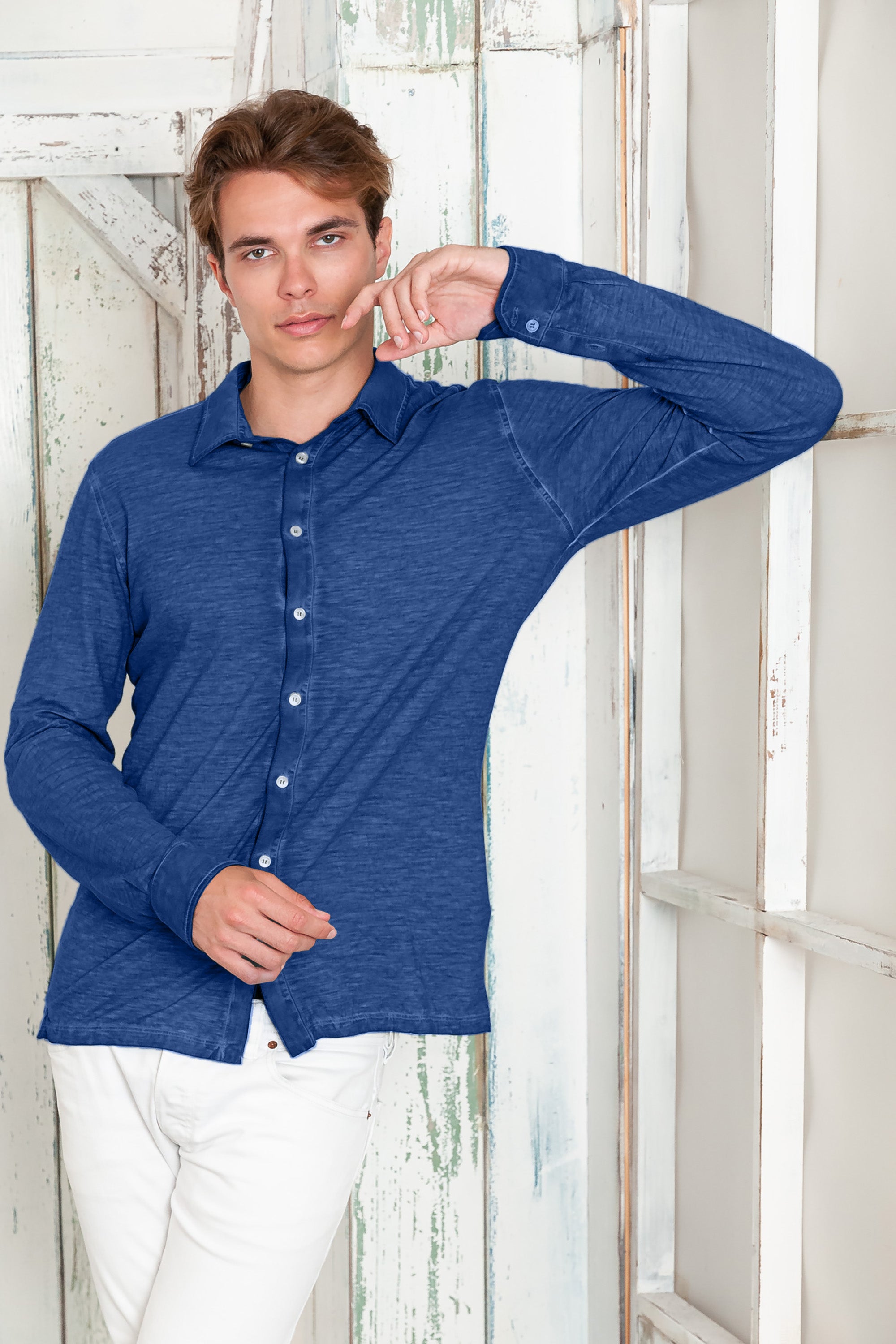 Garda Shirt - Men's Regular Fit Cotton Shirt - Pacific