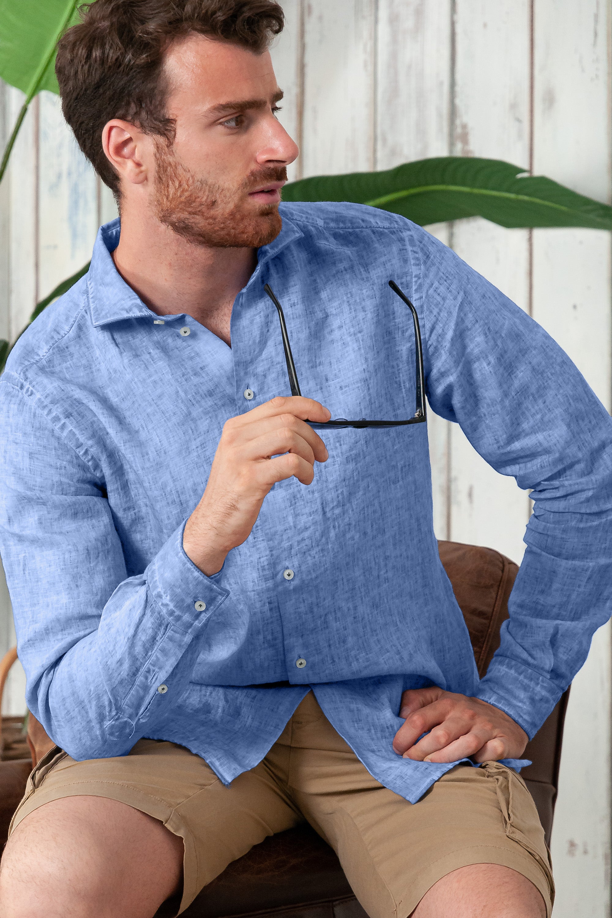 Men's Classic Fit Shirt in Linen - Bay