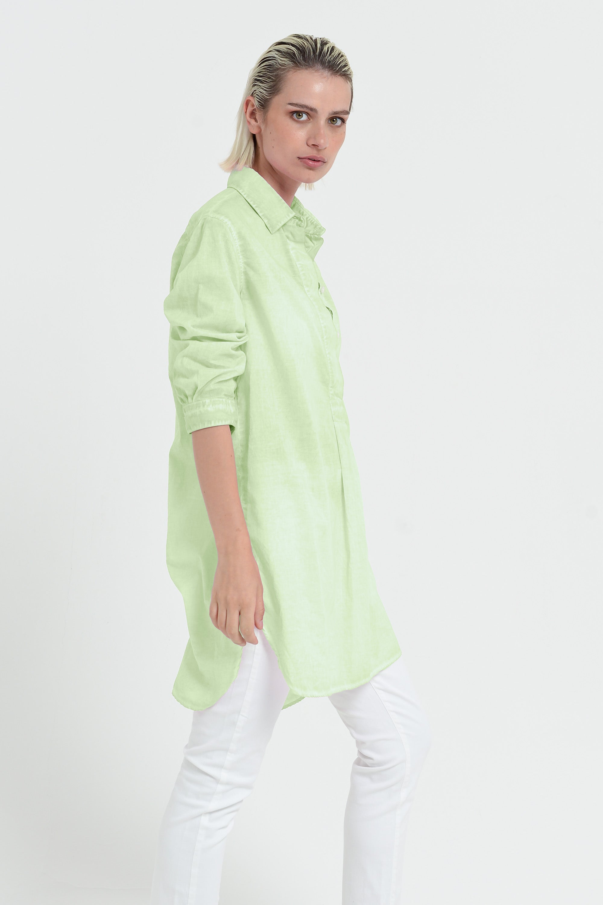 Women's Mini Shirtdress in Cotton Voile - Margarita