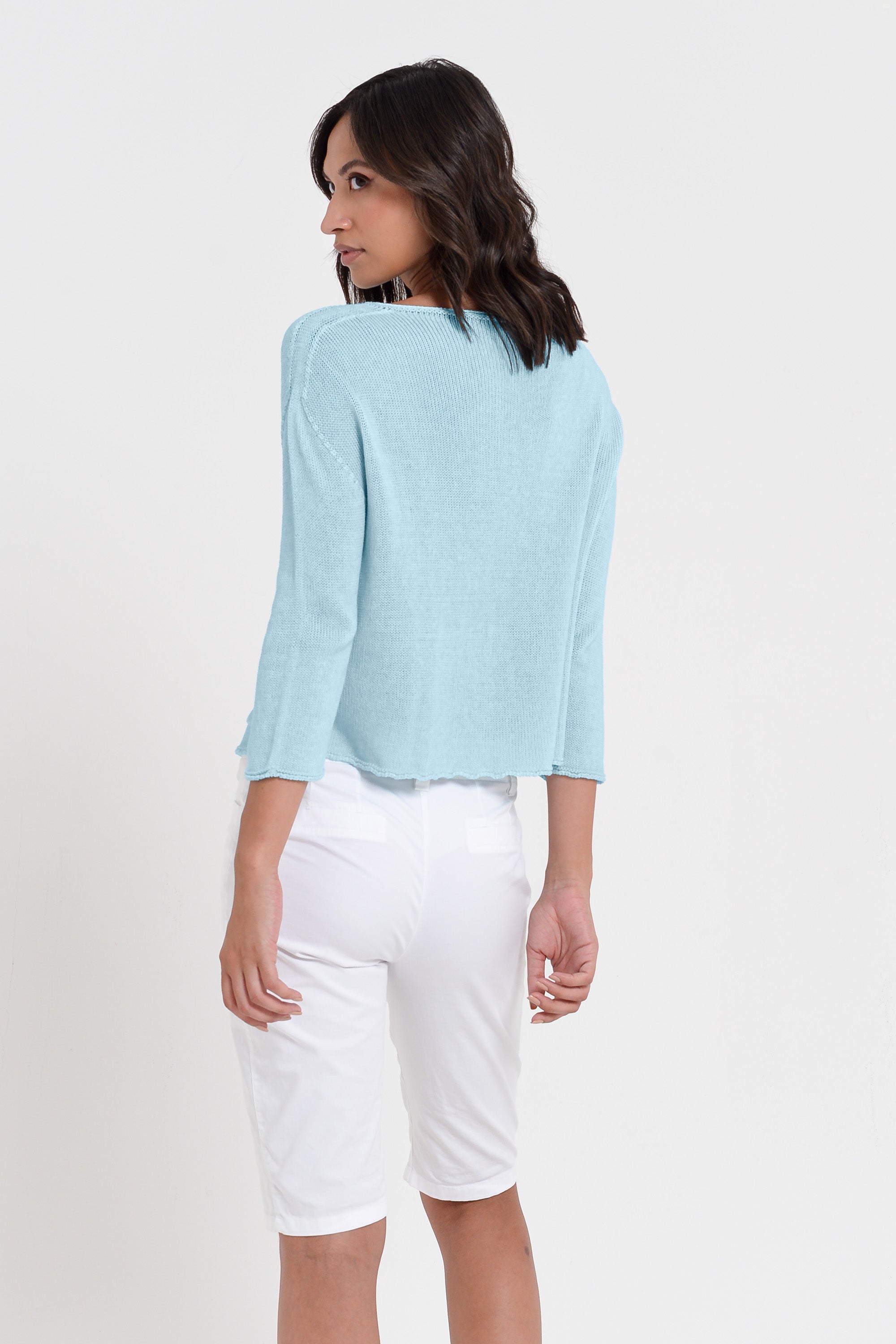 Sofia Knit - Short Sleeve Cotton Sweater - Bora Bora