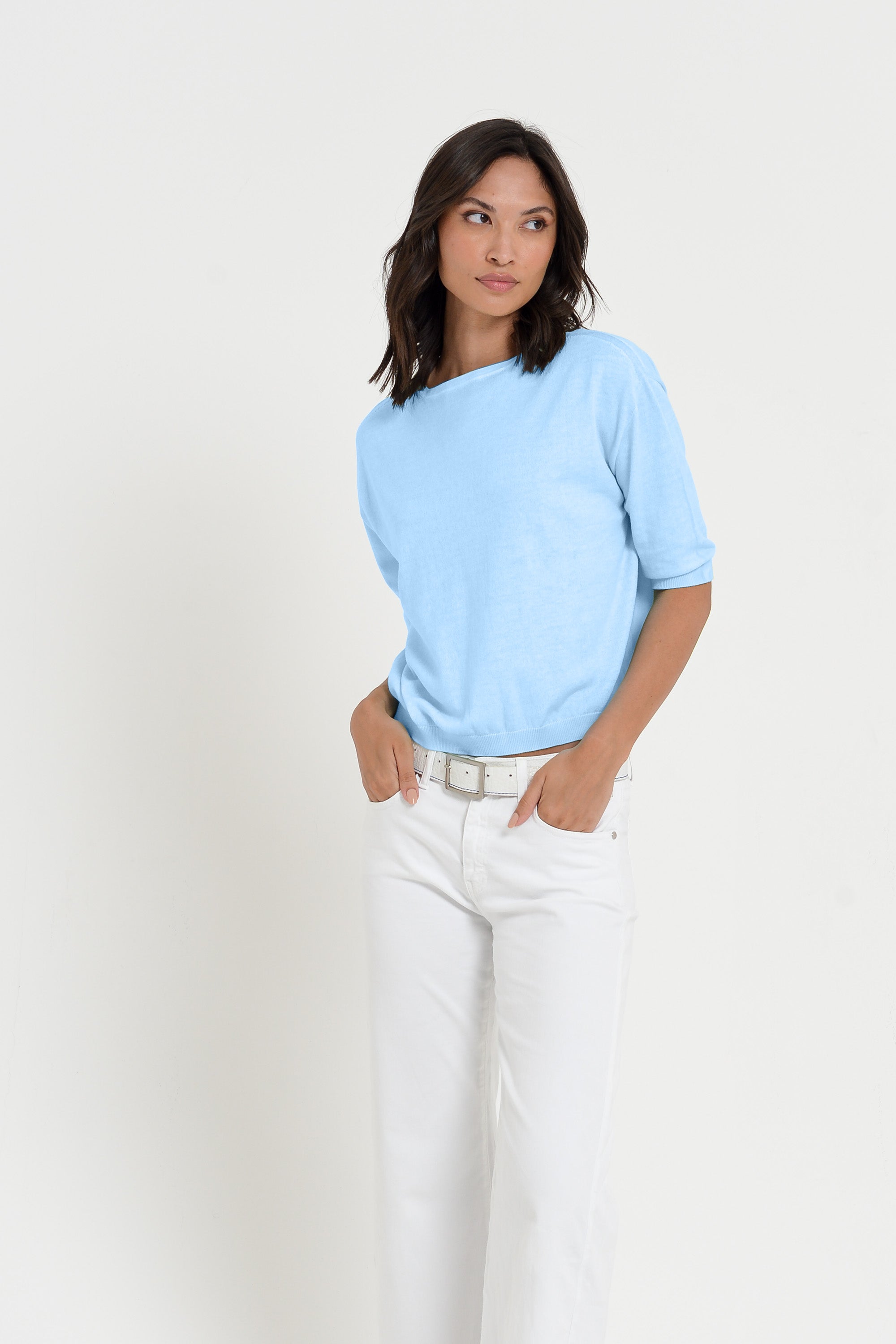 Kriss Knit - Women's Short Sleeve Cropped Sweater - Viking