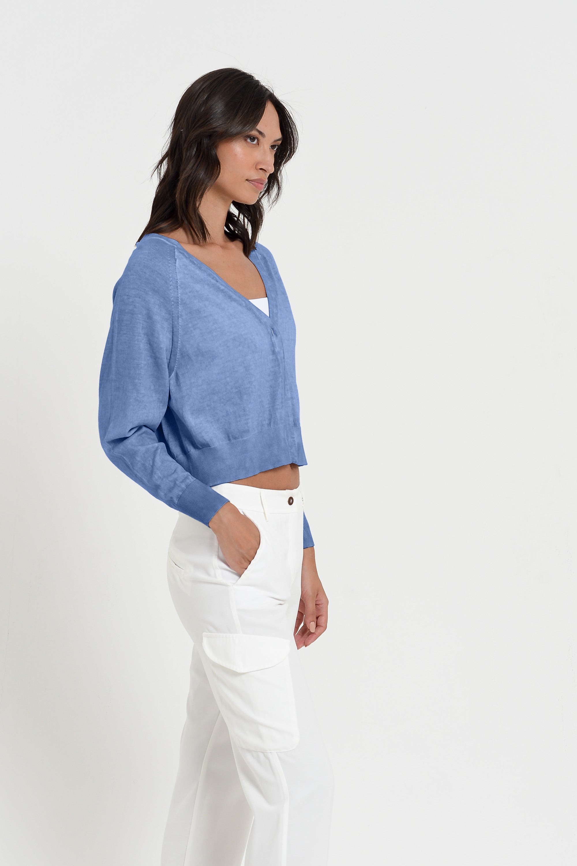 Raven Cardi - Women's Knitted Cotton Cardigan - Bay