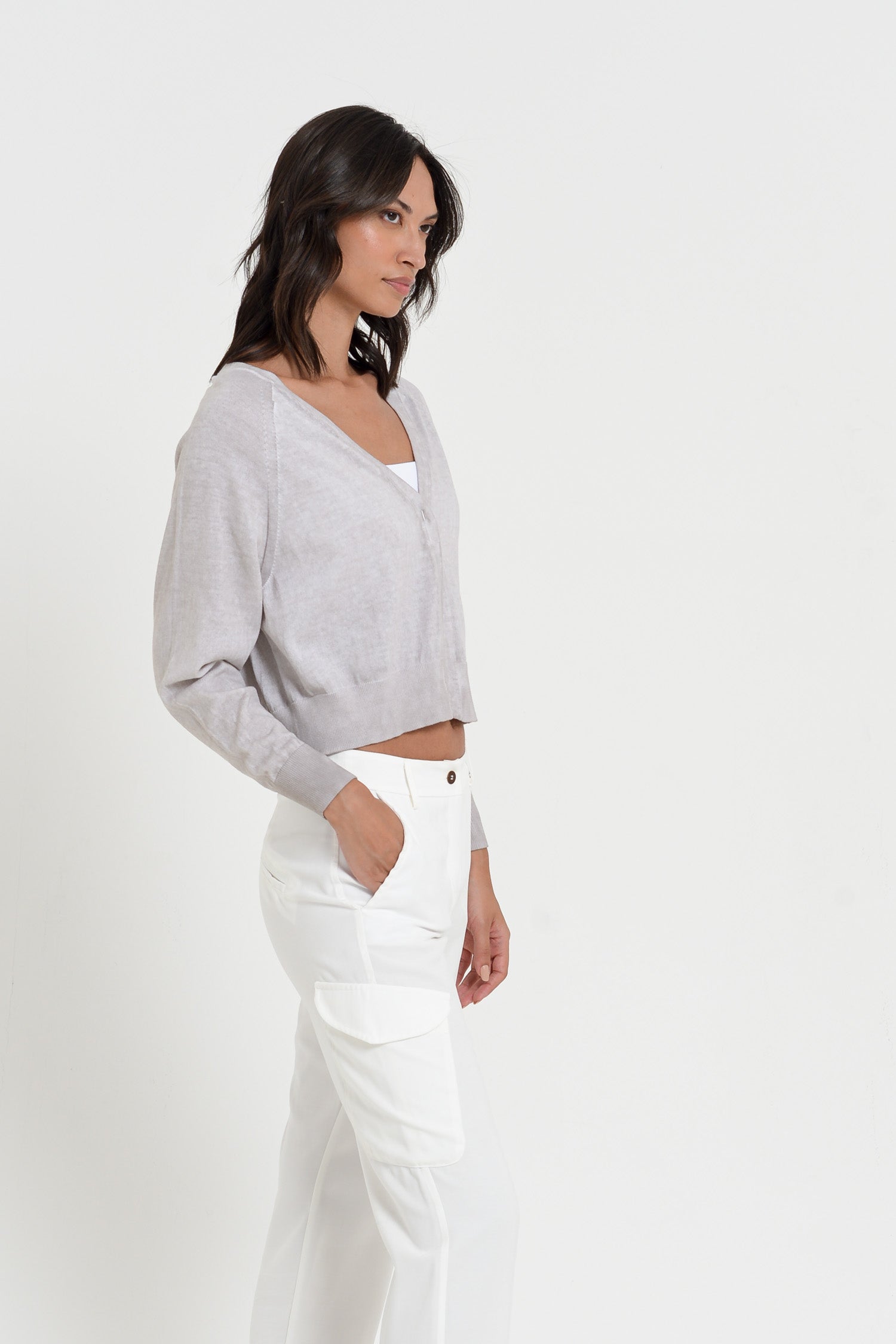 Raven Cardi - Women's Knitted Cotton Cardigan - Canapa