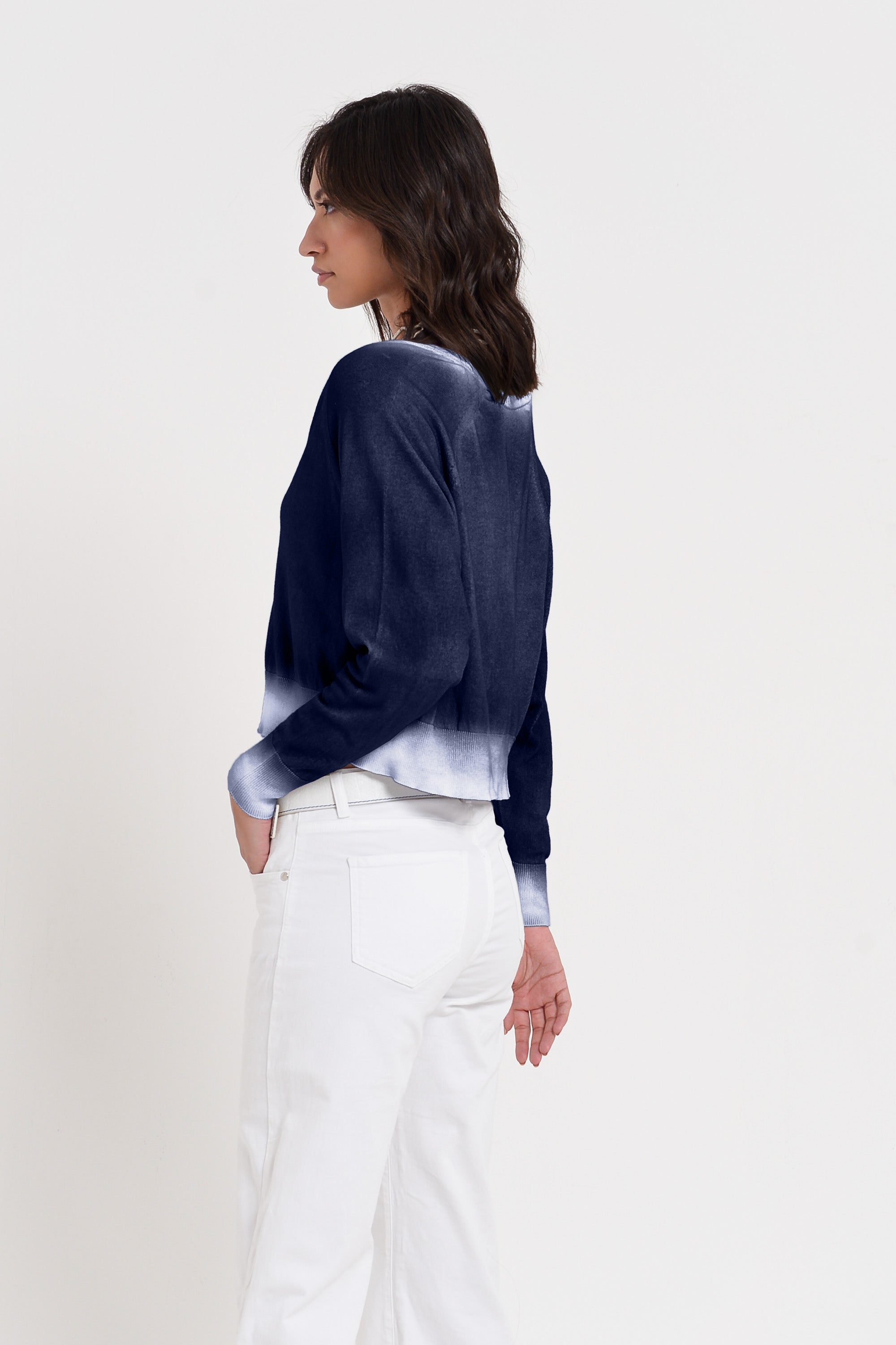 Raven Cardi in Spray Art - Navy
