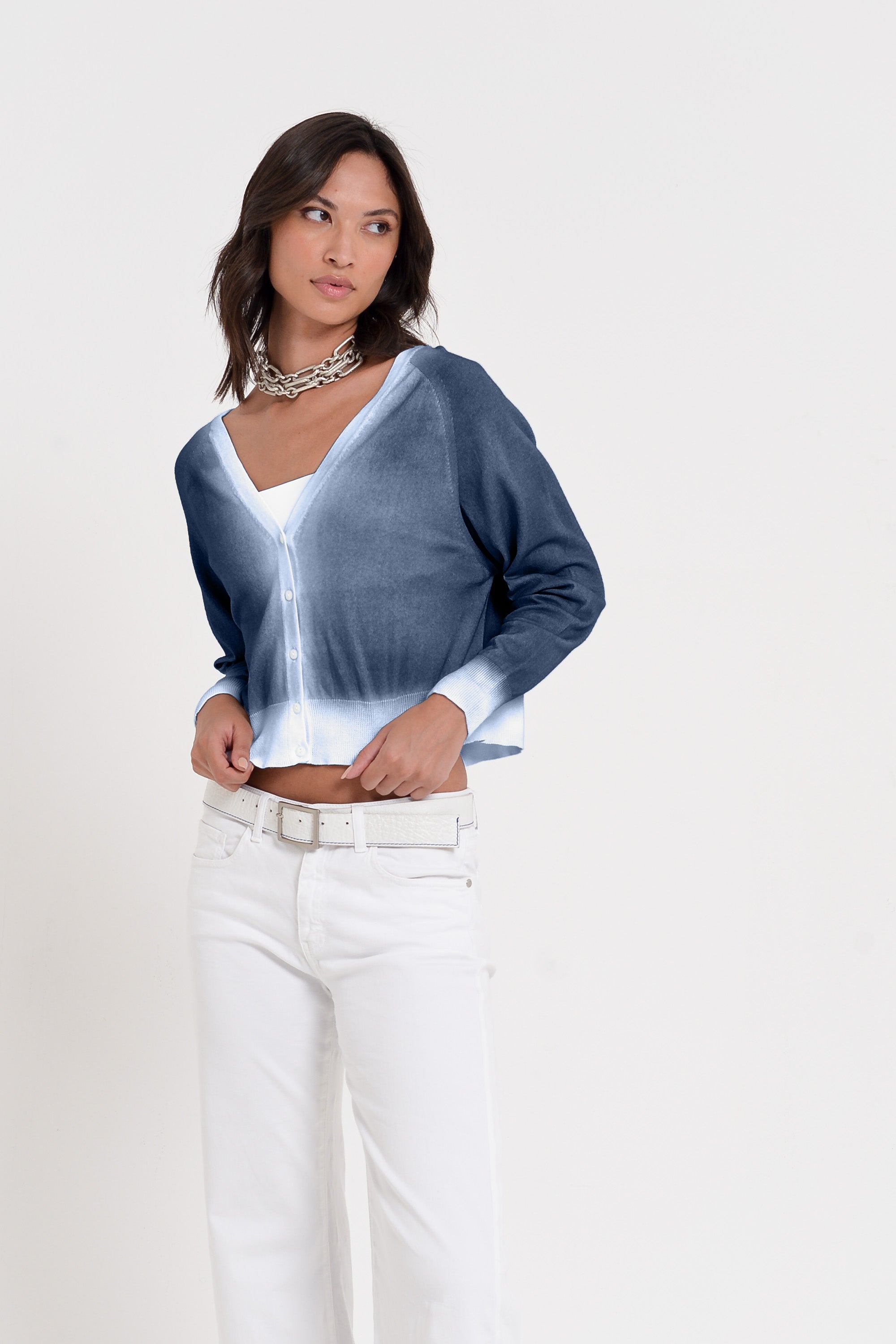 Raven Cardi in Spray Art - Whale