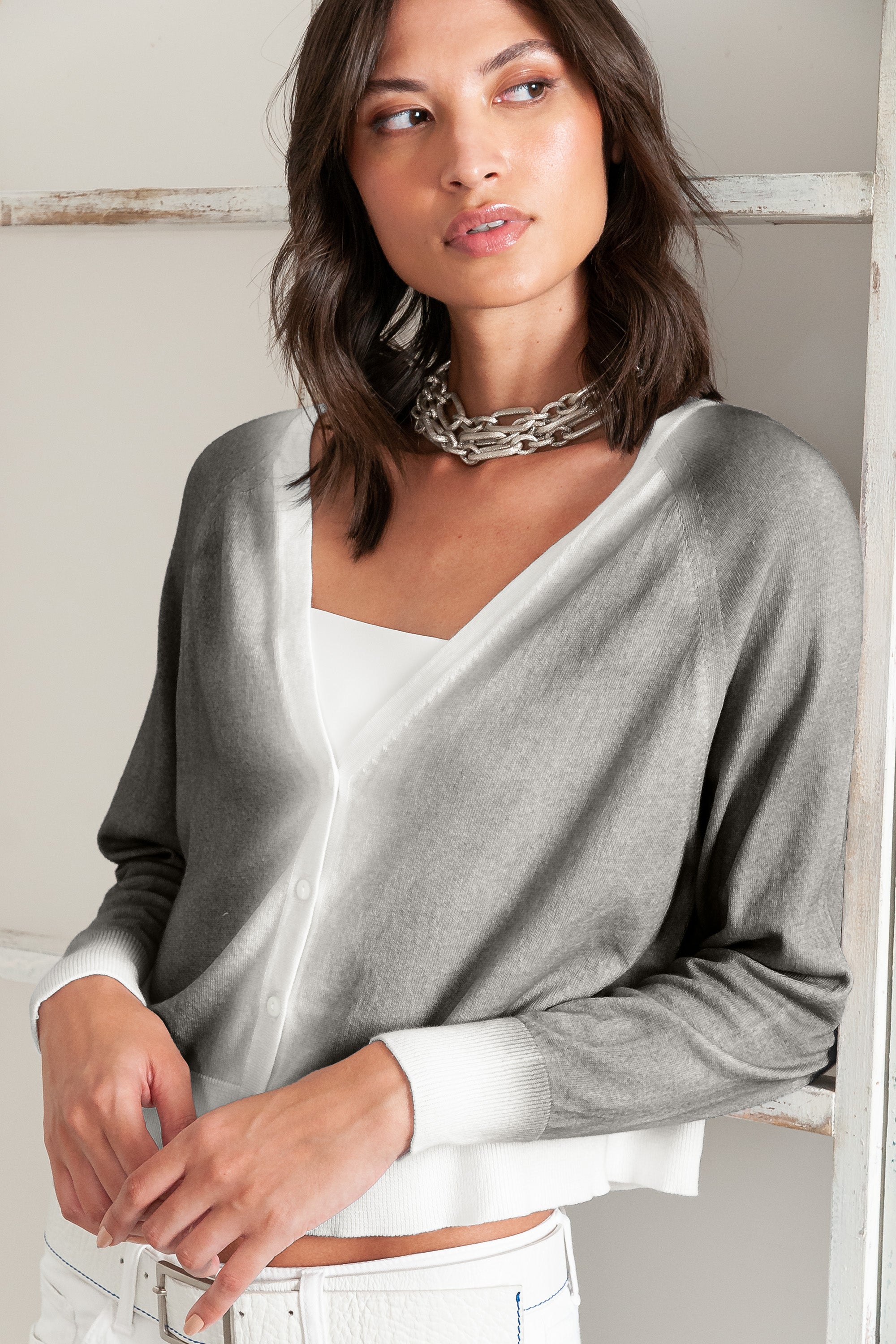 Raven Cardi in Spray Art - Dolphin