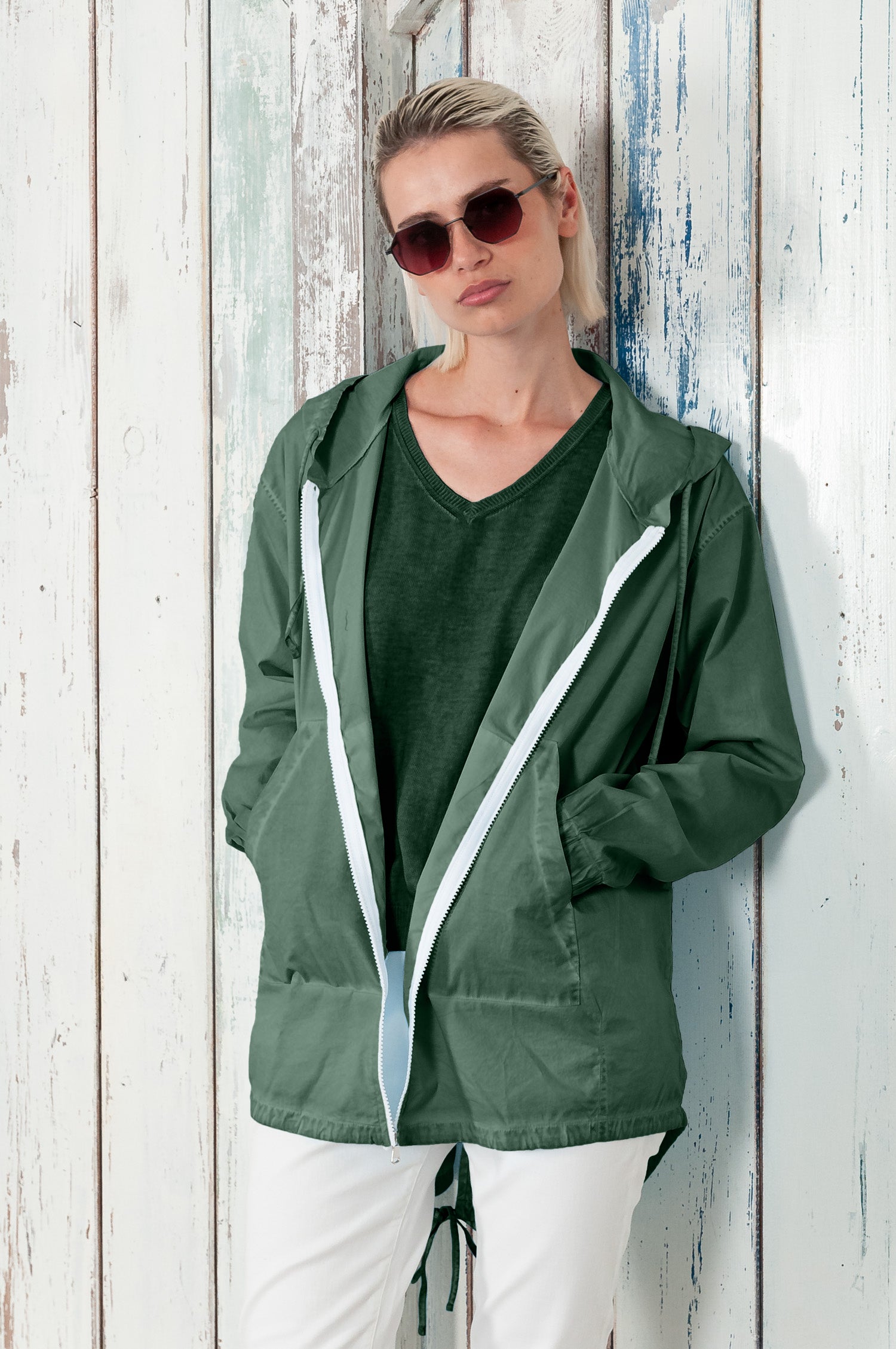 Eastern Parka - Women’s Full Zip Hooded Poplin Parka - Juniper