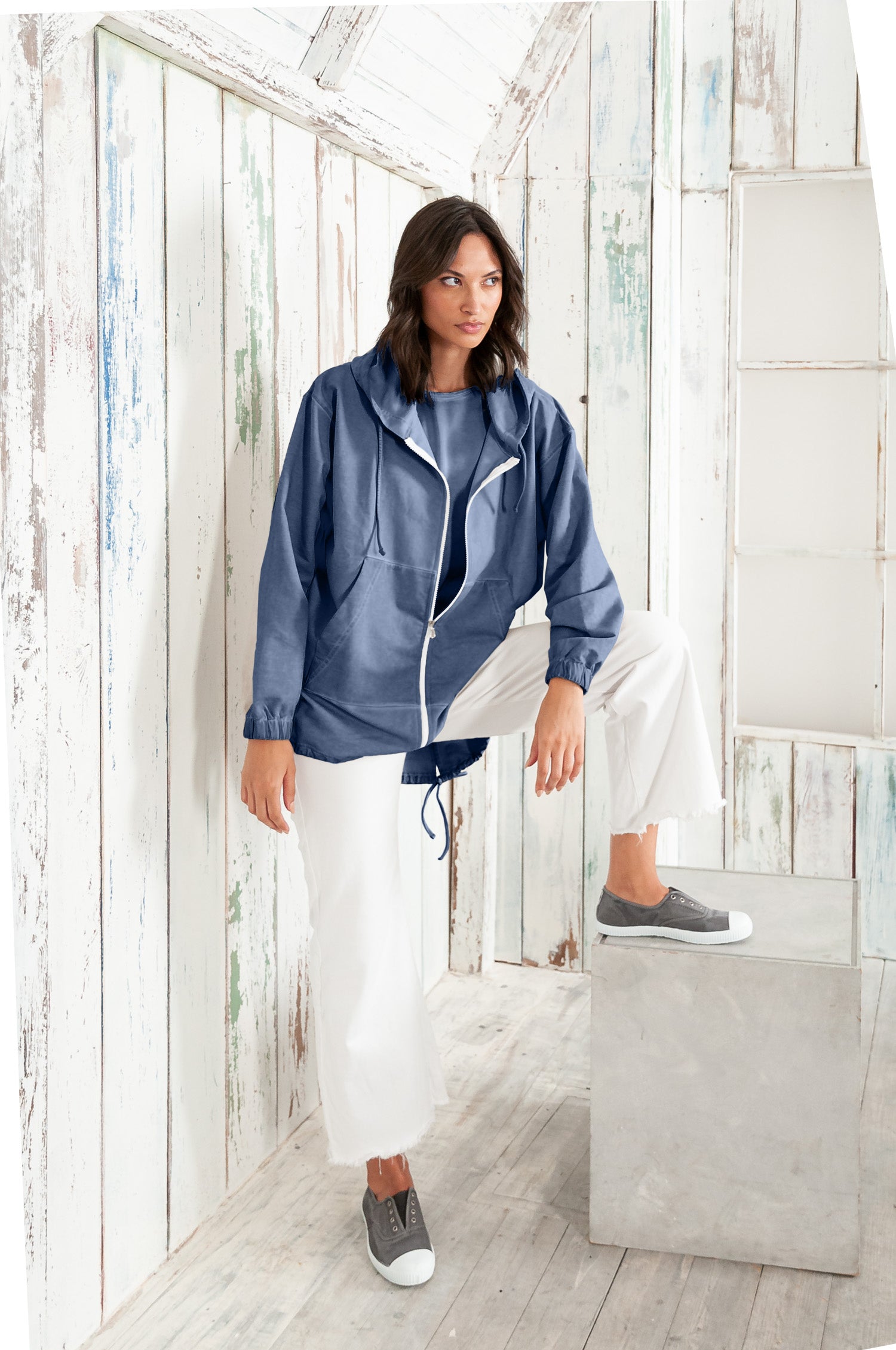 Western Parka - Women’s Full Zip Hooded Fleece Parka - Whale