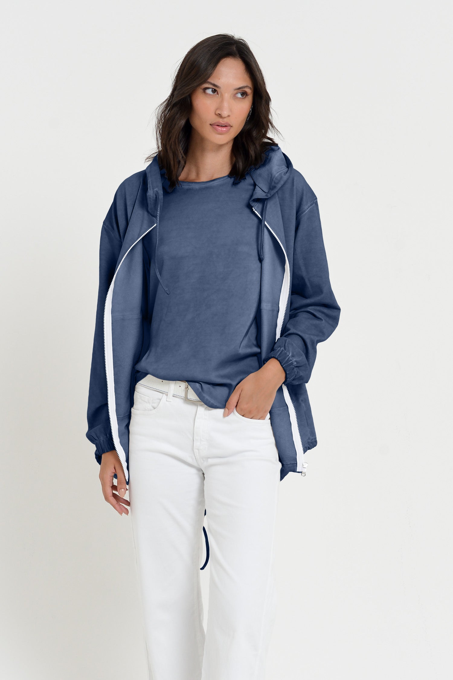 Western Parka - Women’s Full Zip Hooded Fleece Parka - Whale
