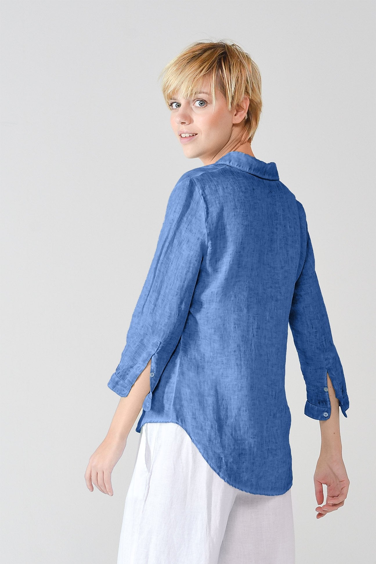3/4 Sleeve Linen Shirt - Oceano - Shirts