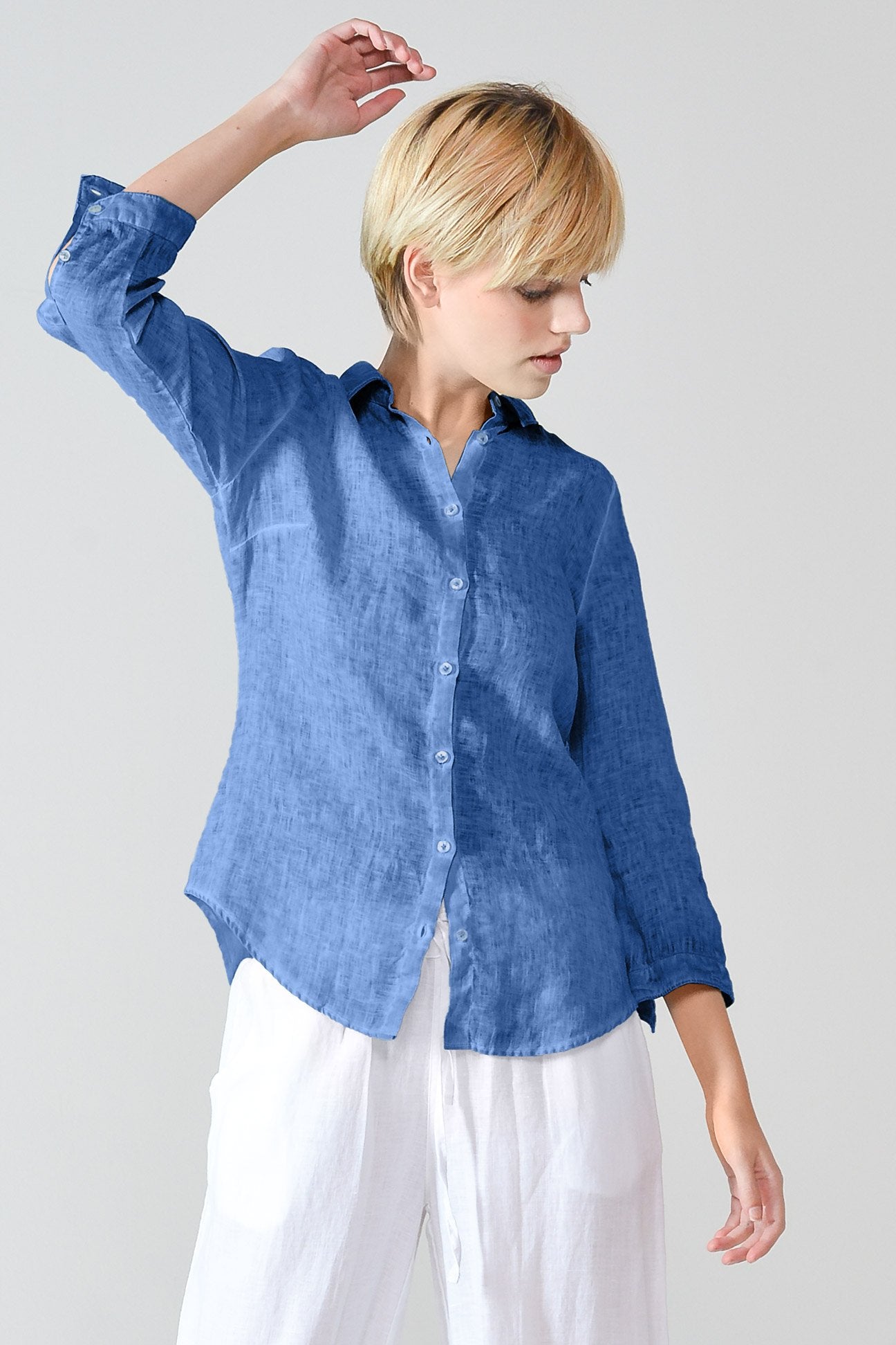 3/4 Sleeve Linen Shirt - Oceano - Shirts
