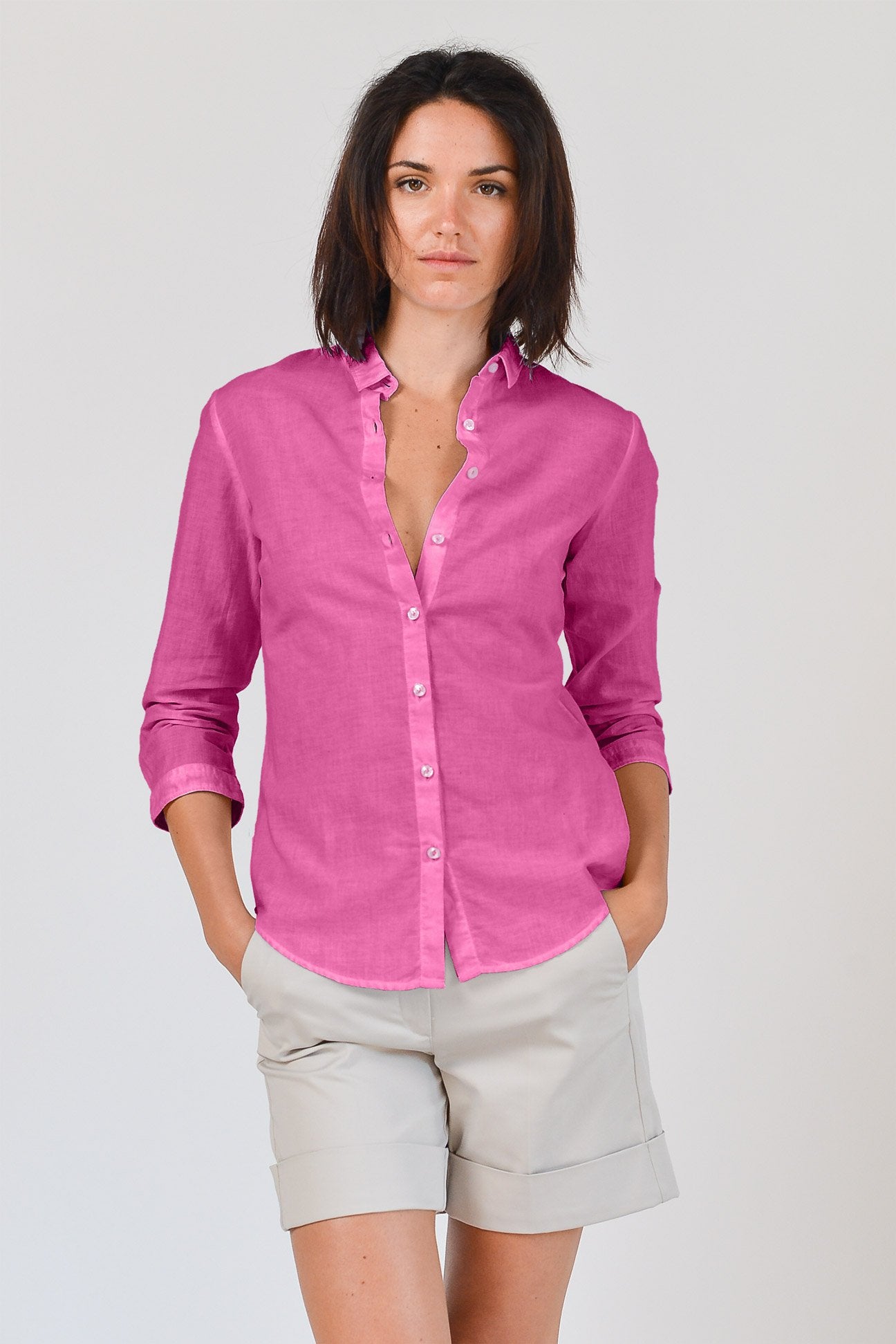 3/4 Sleeve Voile Shirt - Azalea - Shirts