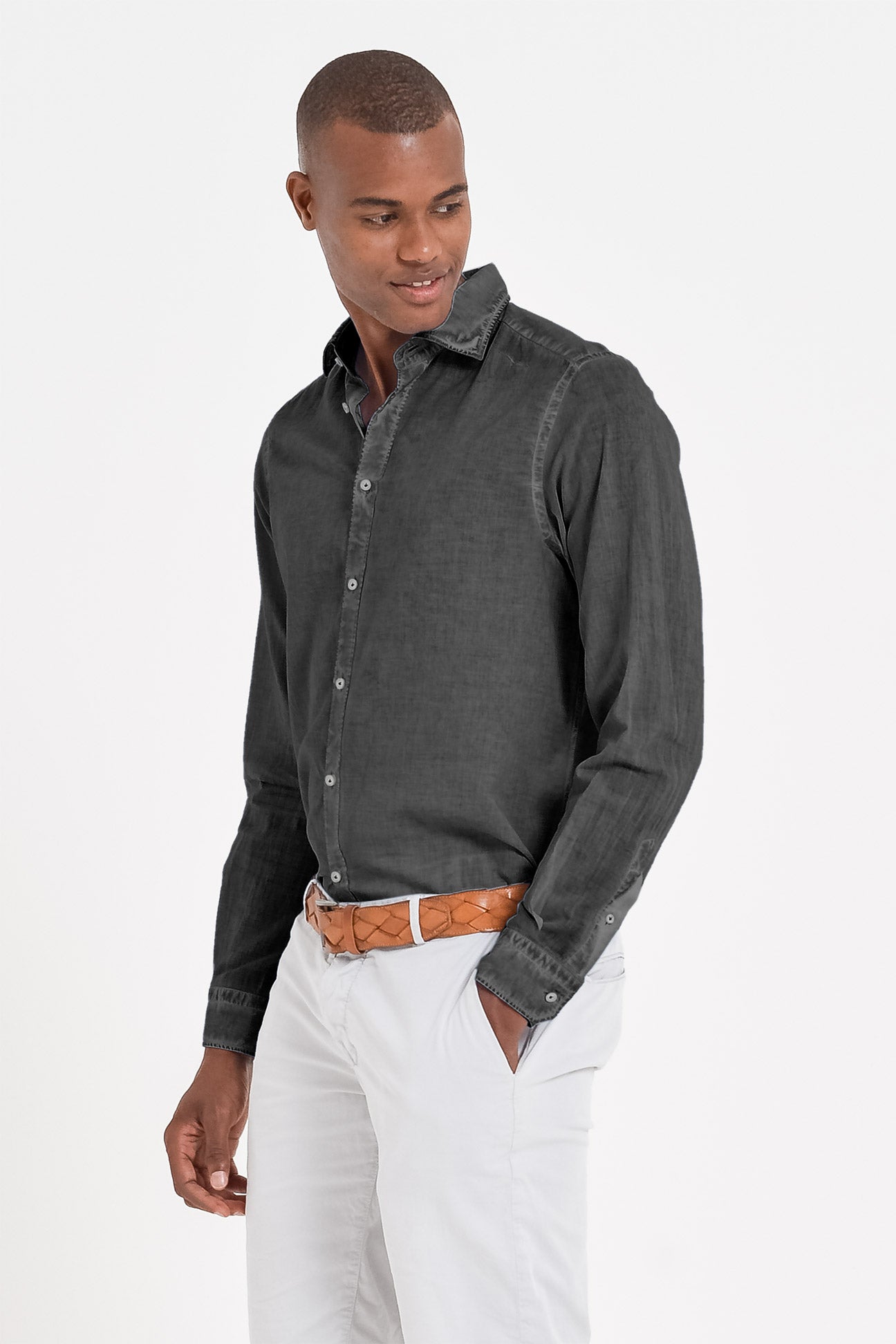 Relaxed Fit Cotton Voile Shirt - Pietra
