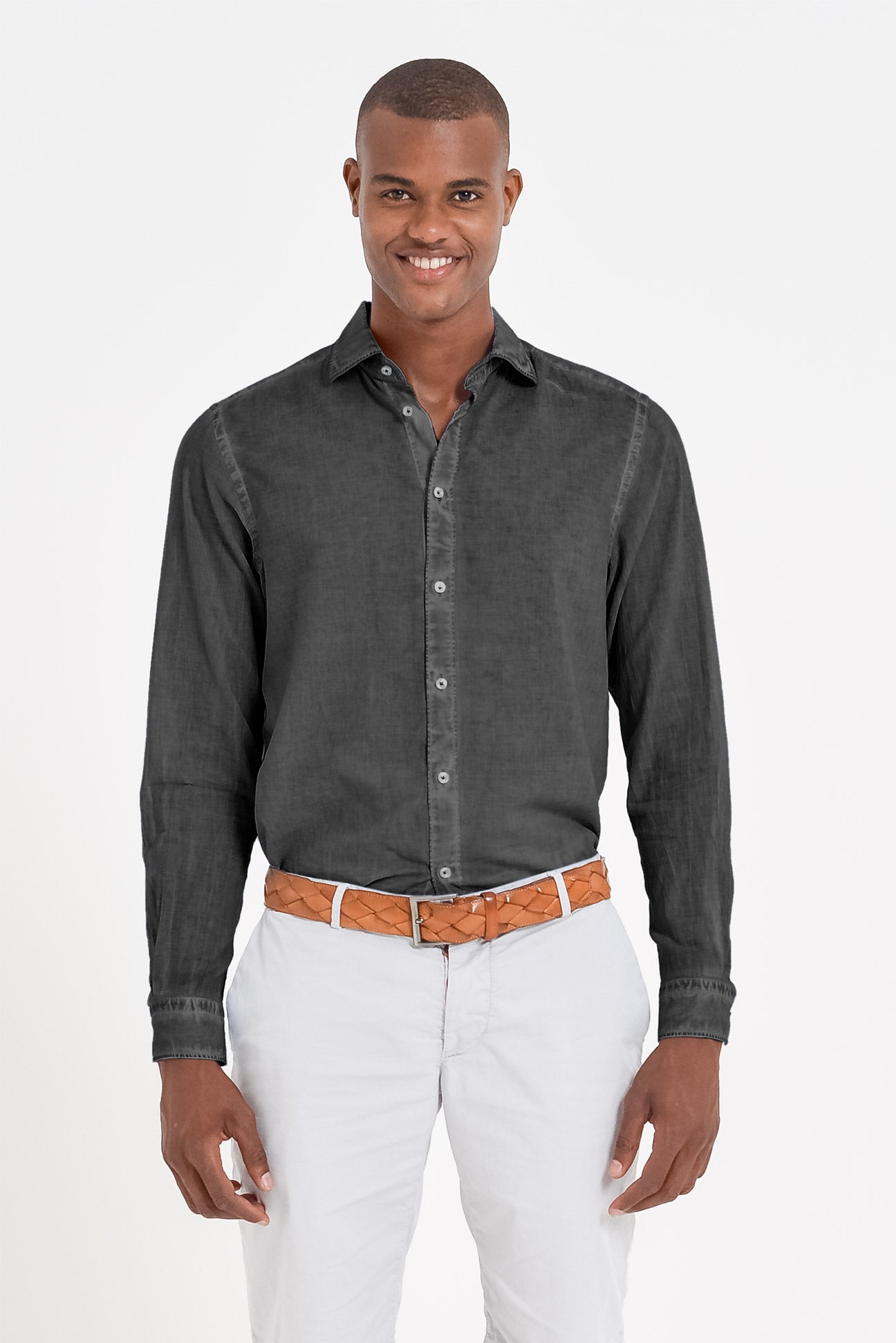 Relaxed Fit Cotton Voile Shirt - Pietra