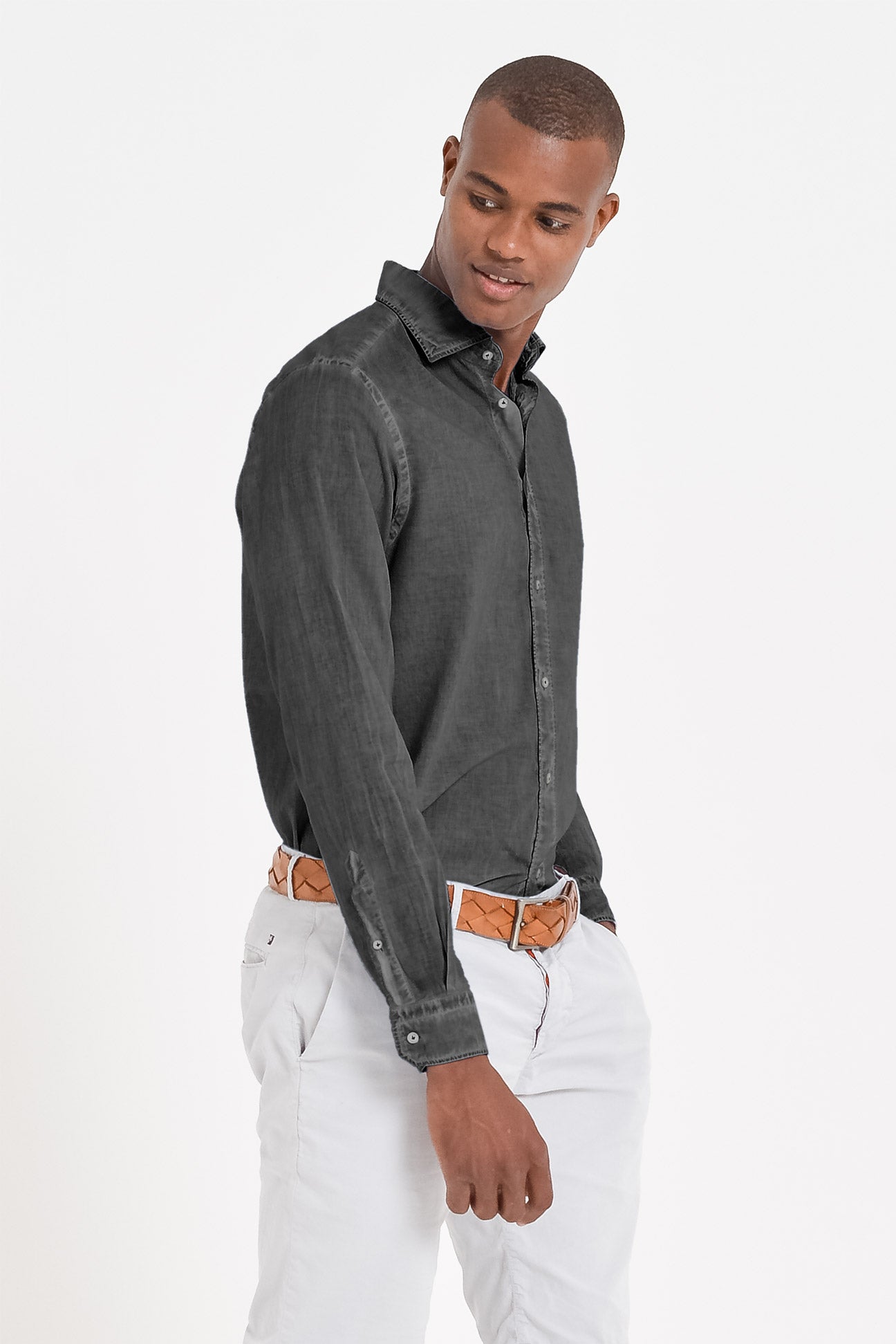 Relaxed Fit Cotton Voile Shirt - Pietra