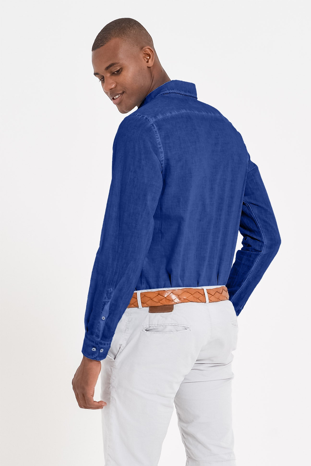 Relaxed Fit Cotton Voile Shirt - Royal