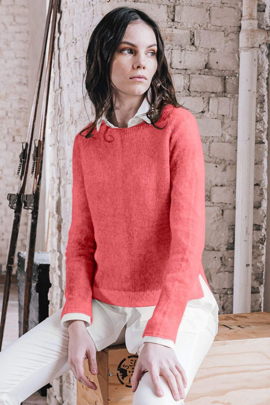 Alpaca Crew Neck Cherry - Sweaters