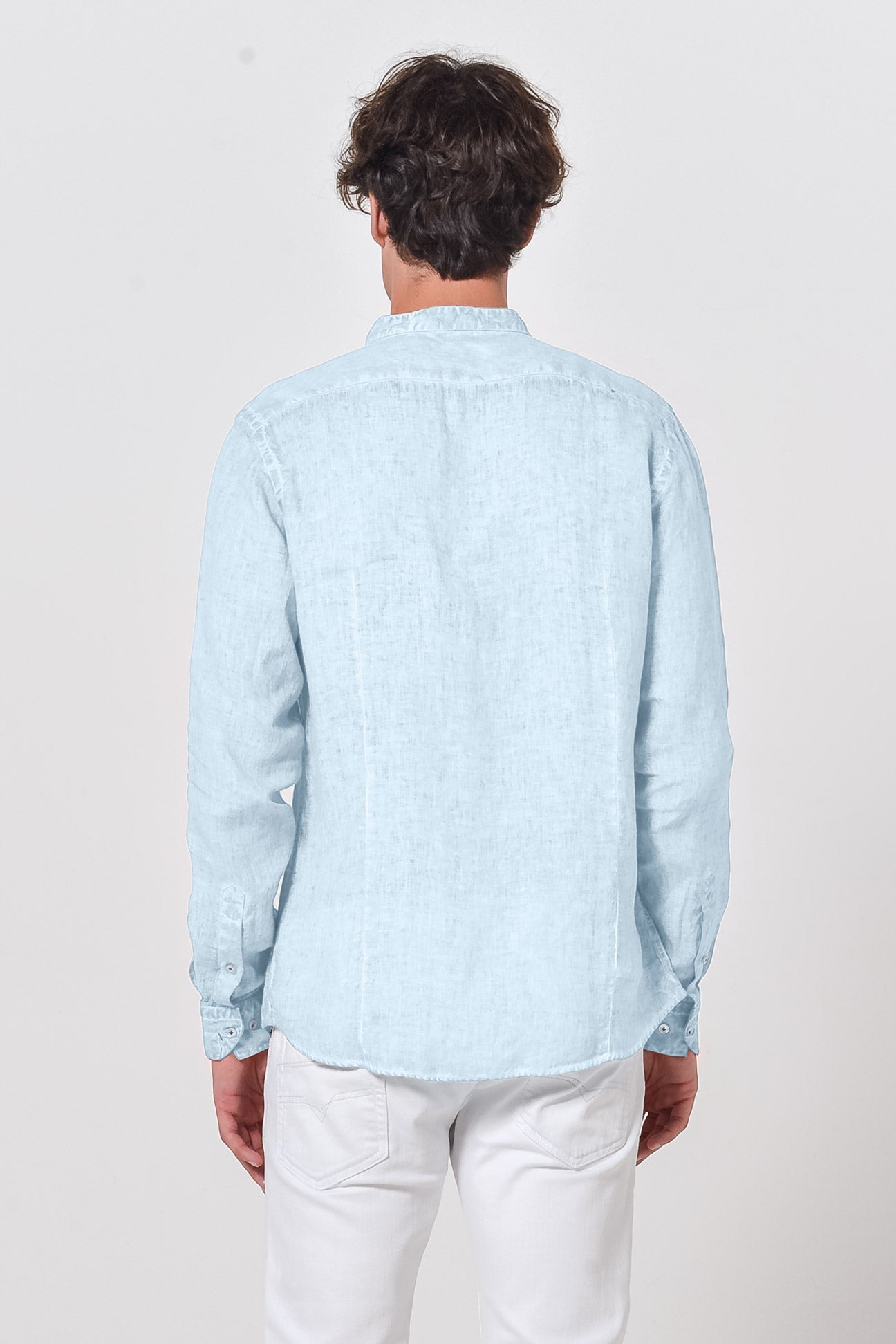 Banded Collar Linen Shirt - Anice - Shirts