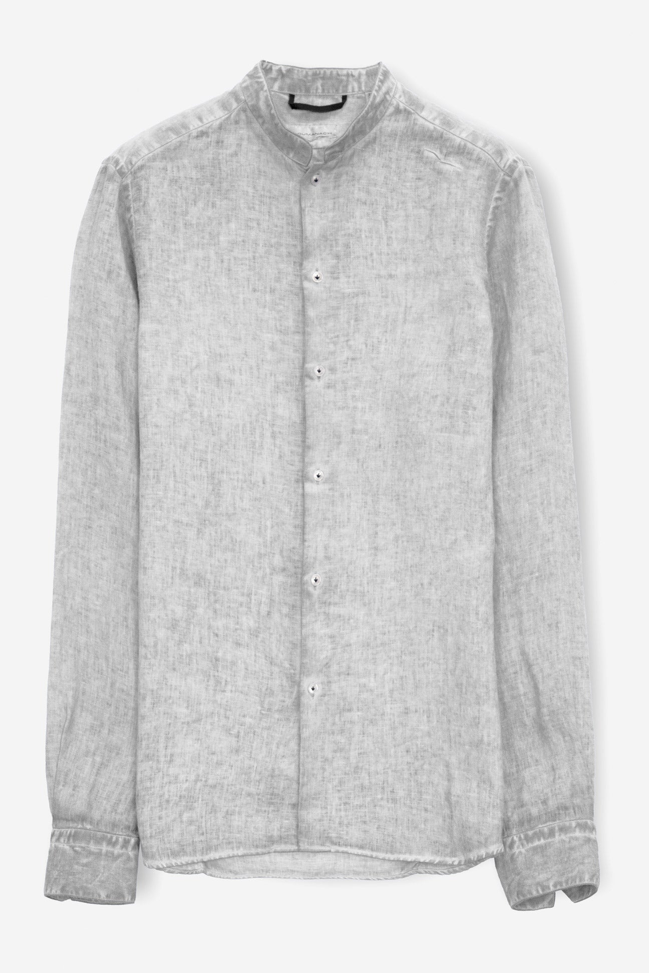 Banded Collar Linen Shirt - Marmo - Shirts