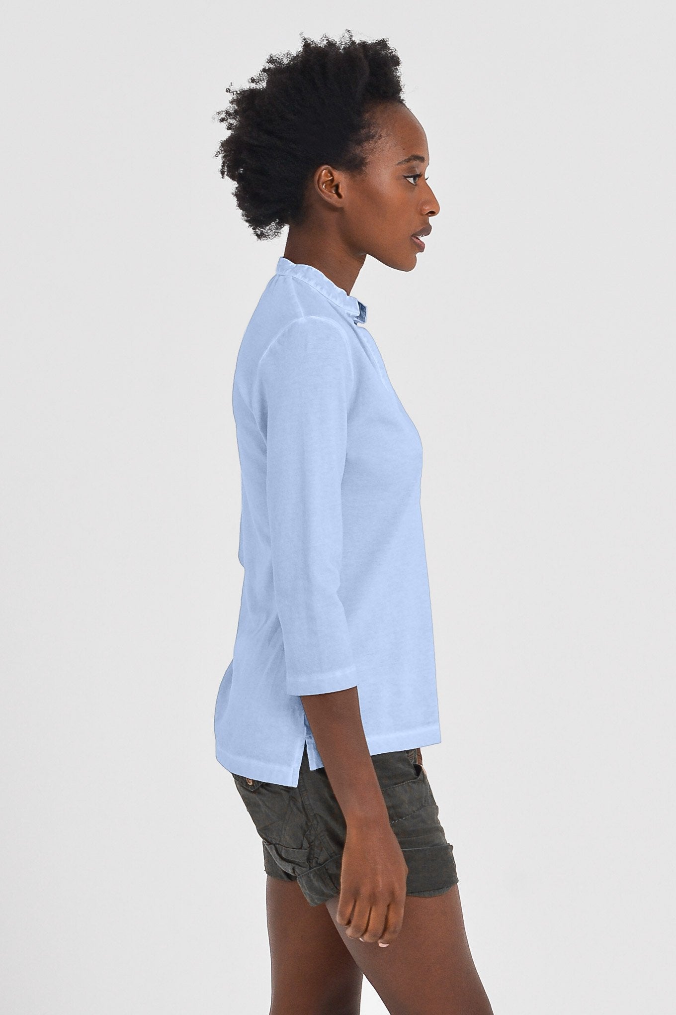 Banded Collar Polo Shirt - Cielo - Polos