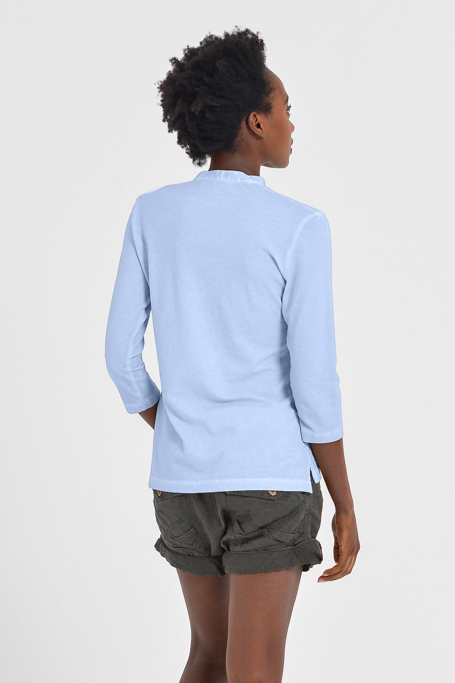 Banded Collar Polo Shirt - Cielo - Polos