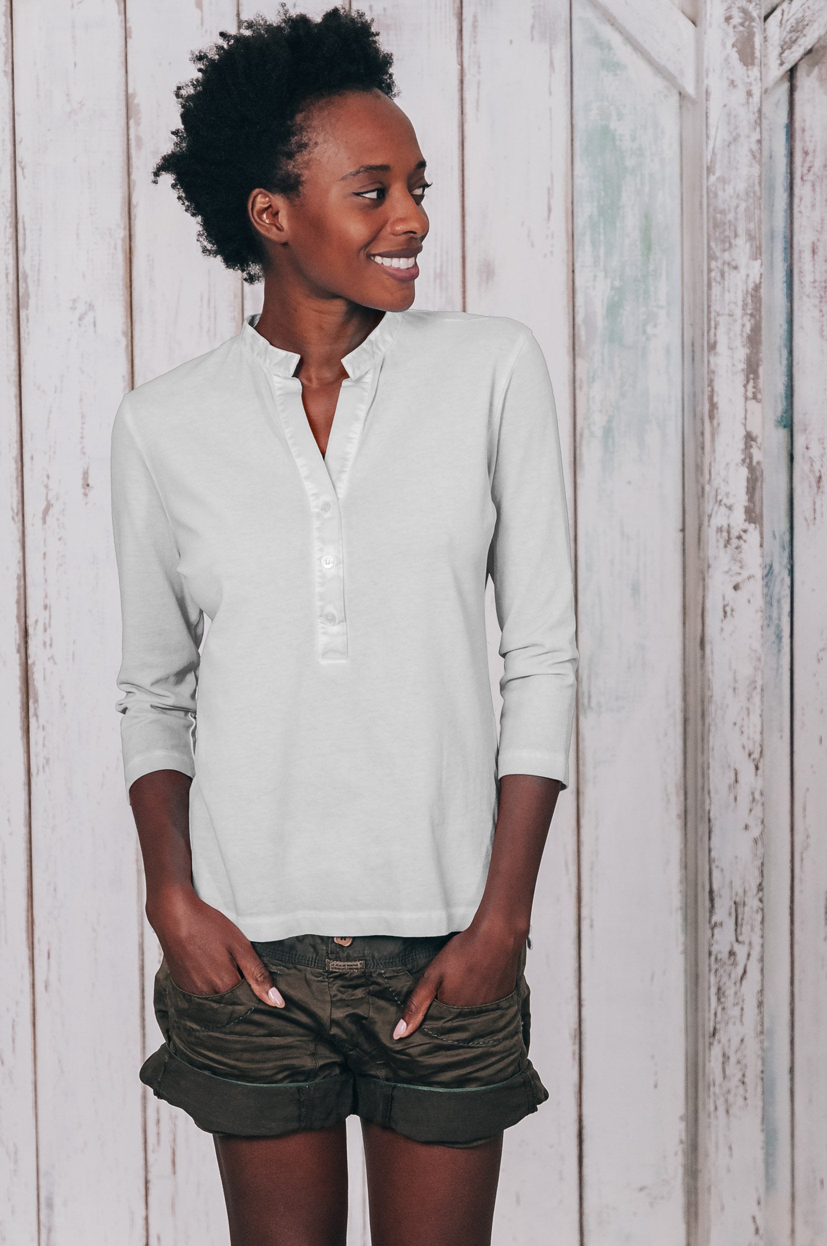 Banded Collar Polo Shirt - Marmo - Polos