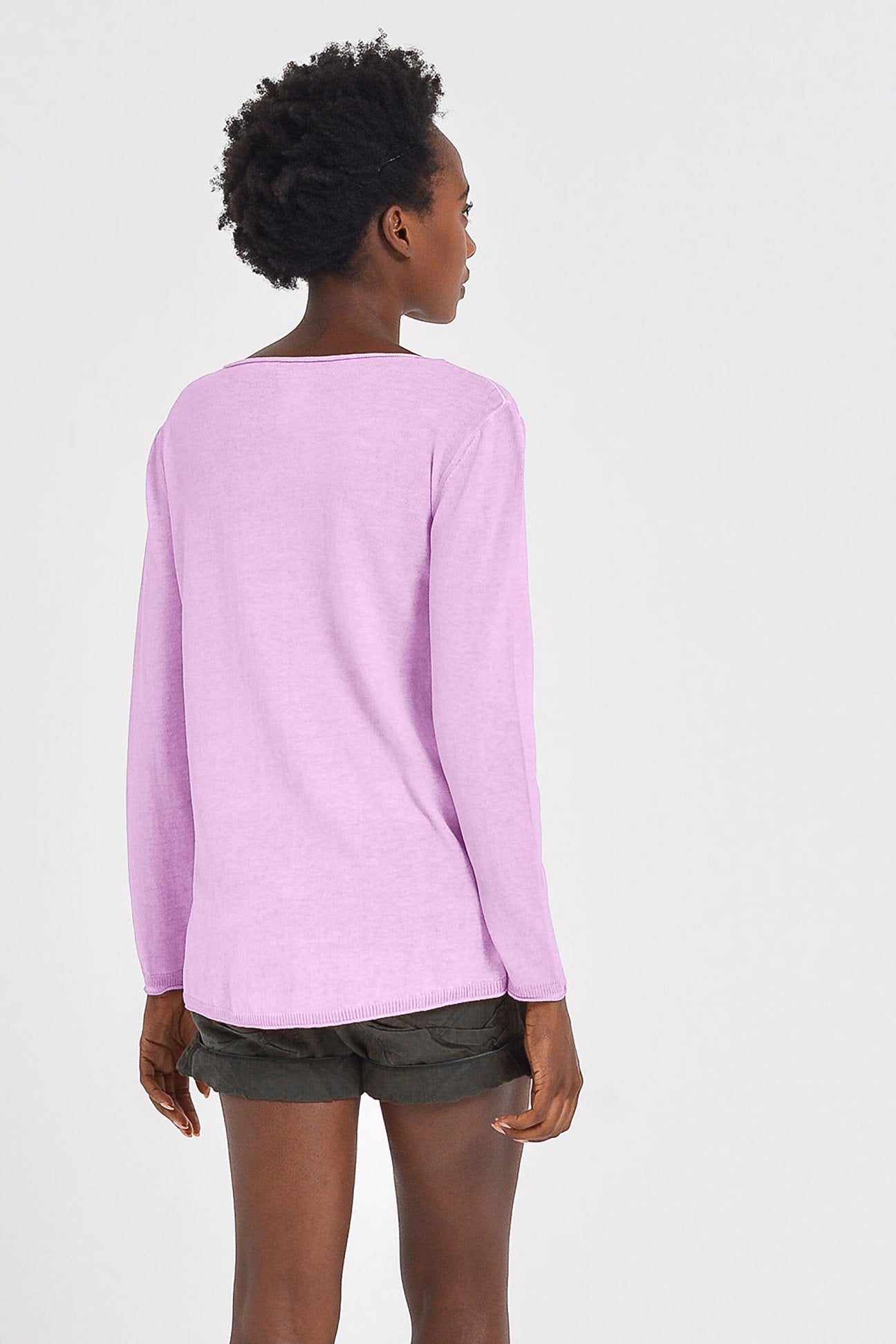 Boat Neck Cotton Sweater - Quarzo - Sweaters