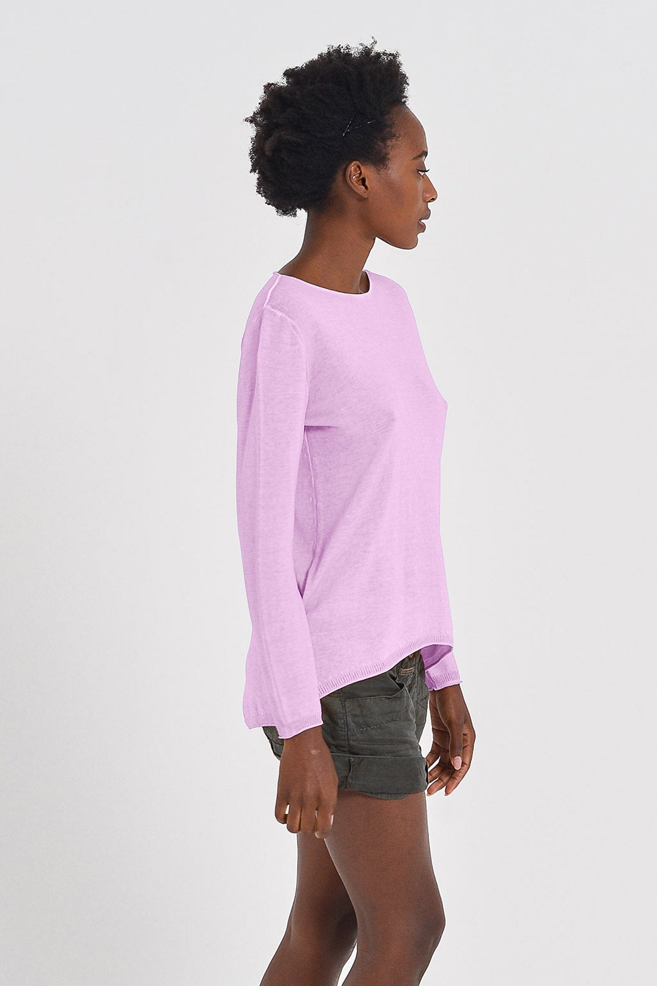 Boat Neck Cotton Sweater - Quarzo - Sweaters
