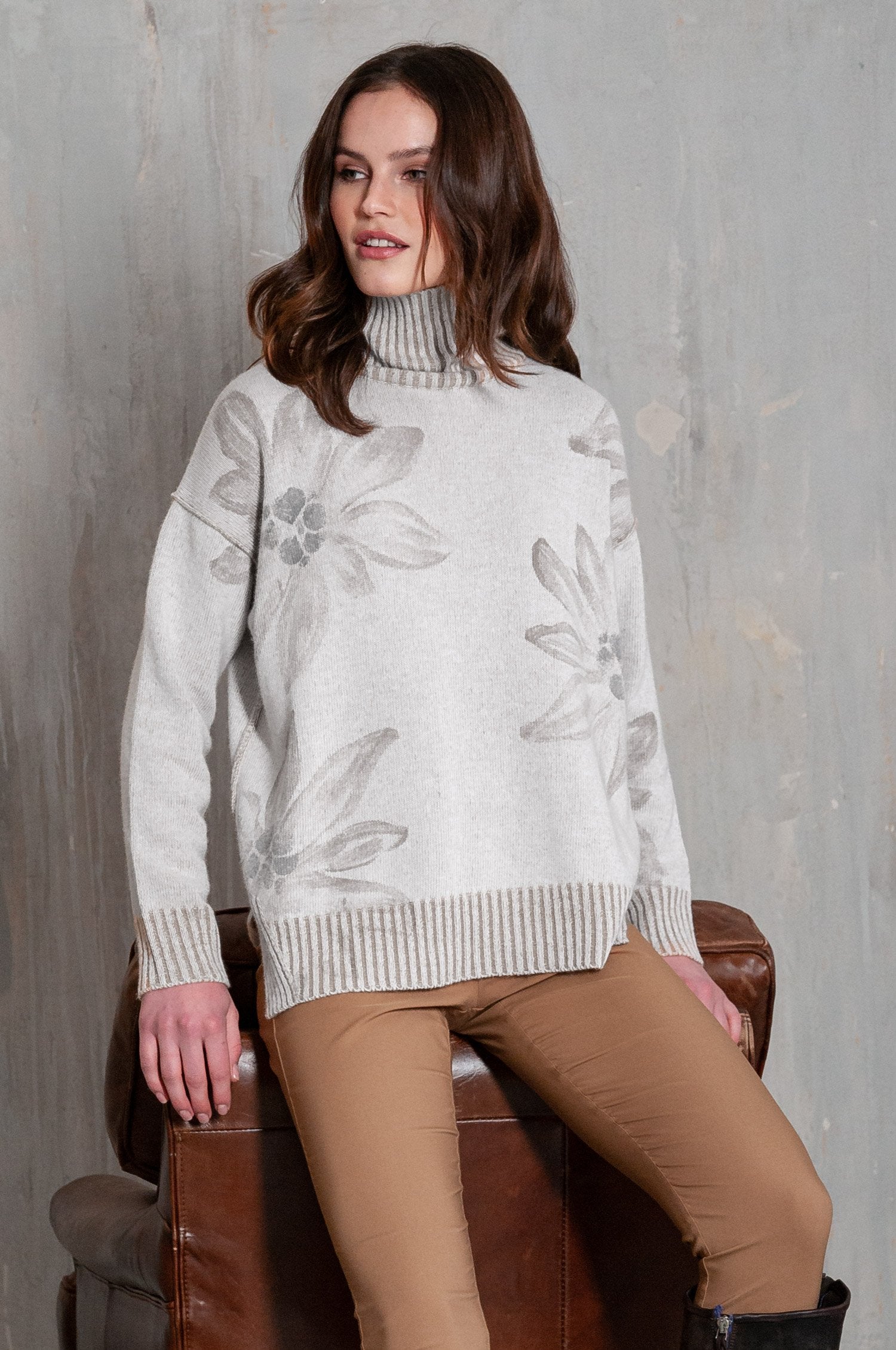 Bothy Edel Granite - Hand-Painted Plated Turtleneck Sweater