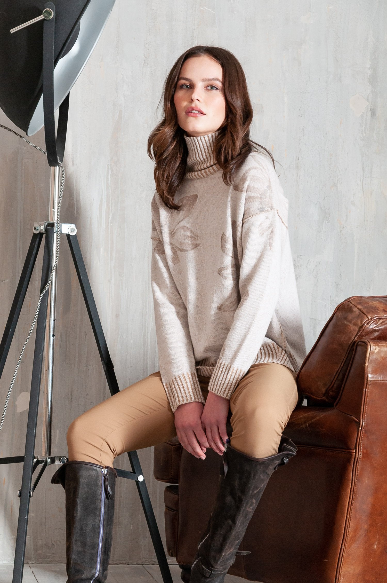 Bothy Edel Wood - Hand-Painted Plated Turtleneck Sweater -