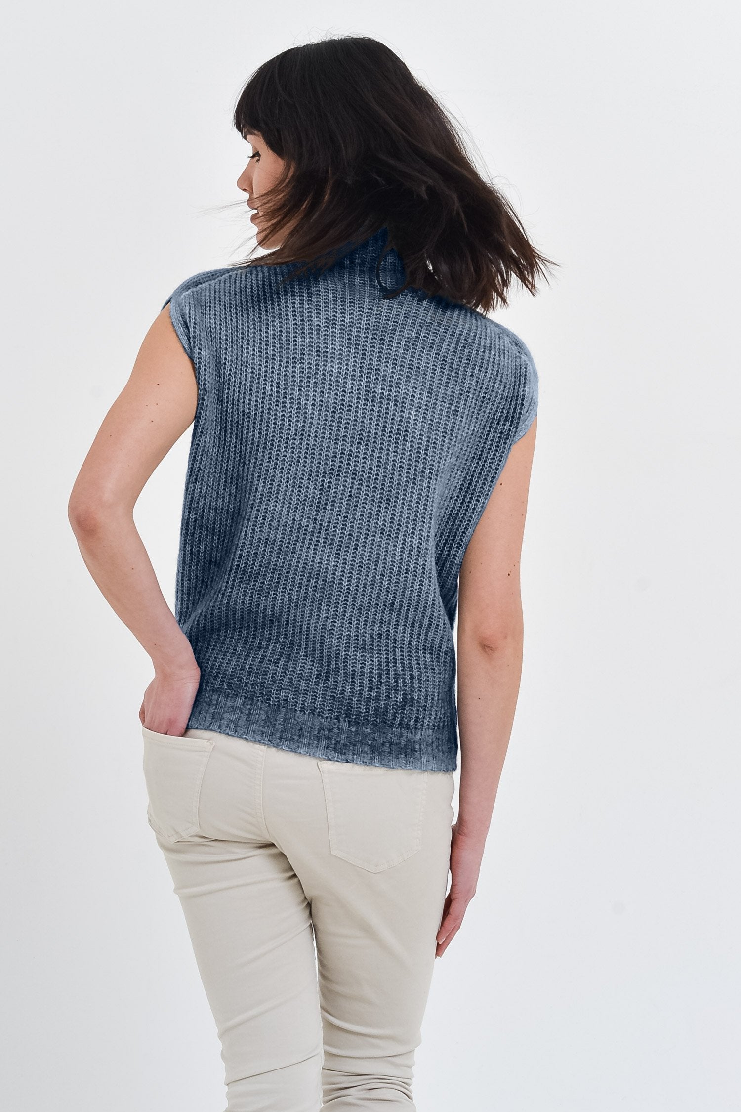 Cahir Navy - Alpaca Sleeveless Pull - Sweaters