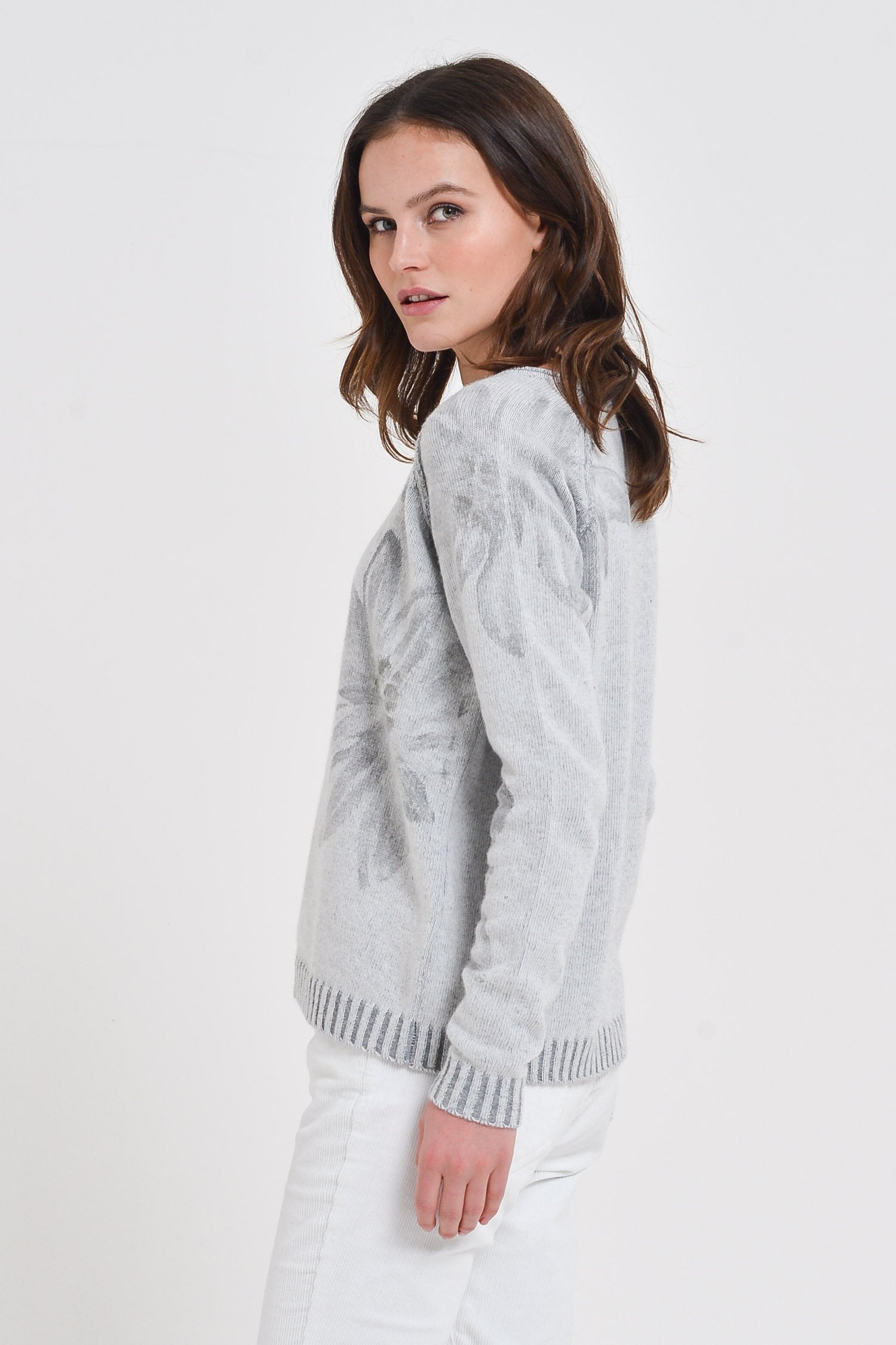 Clett Edel Granite - Hand Painted Plated Crew Neck Sweater -